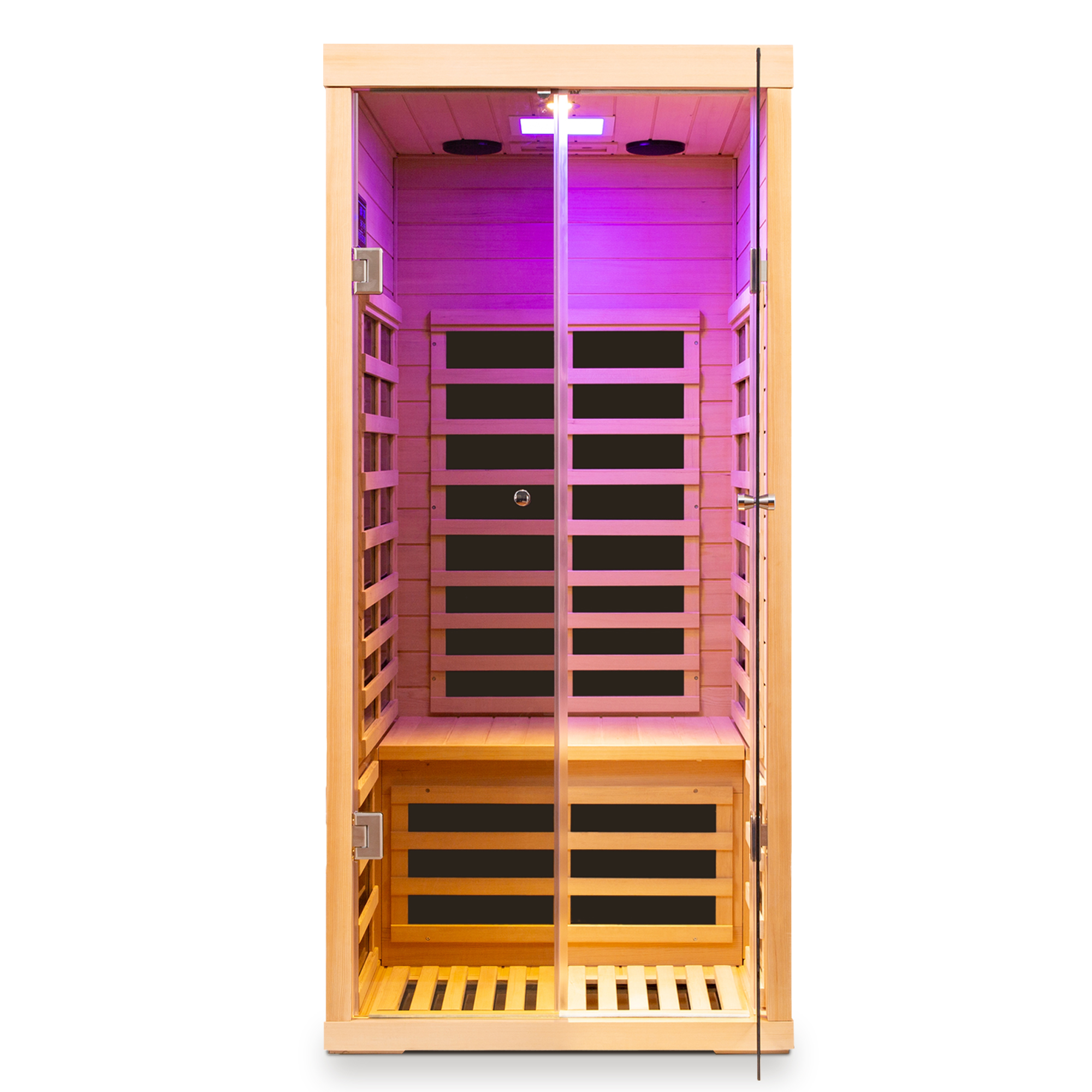 Low EMF 1-Person Far Infrared Hemlock Sauna with Double Glass Doors