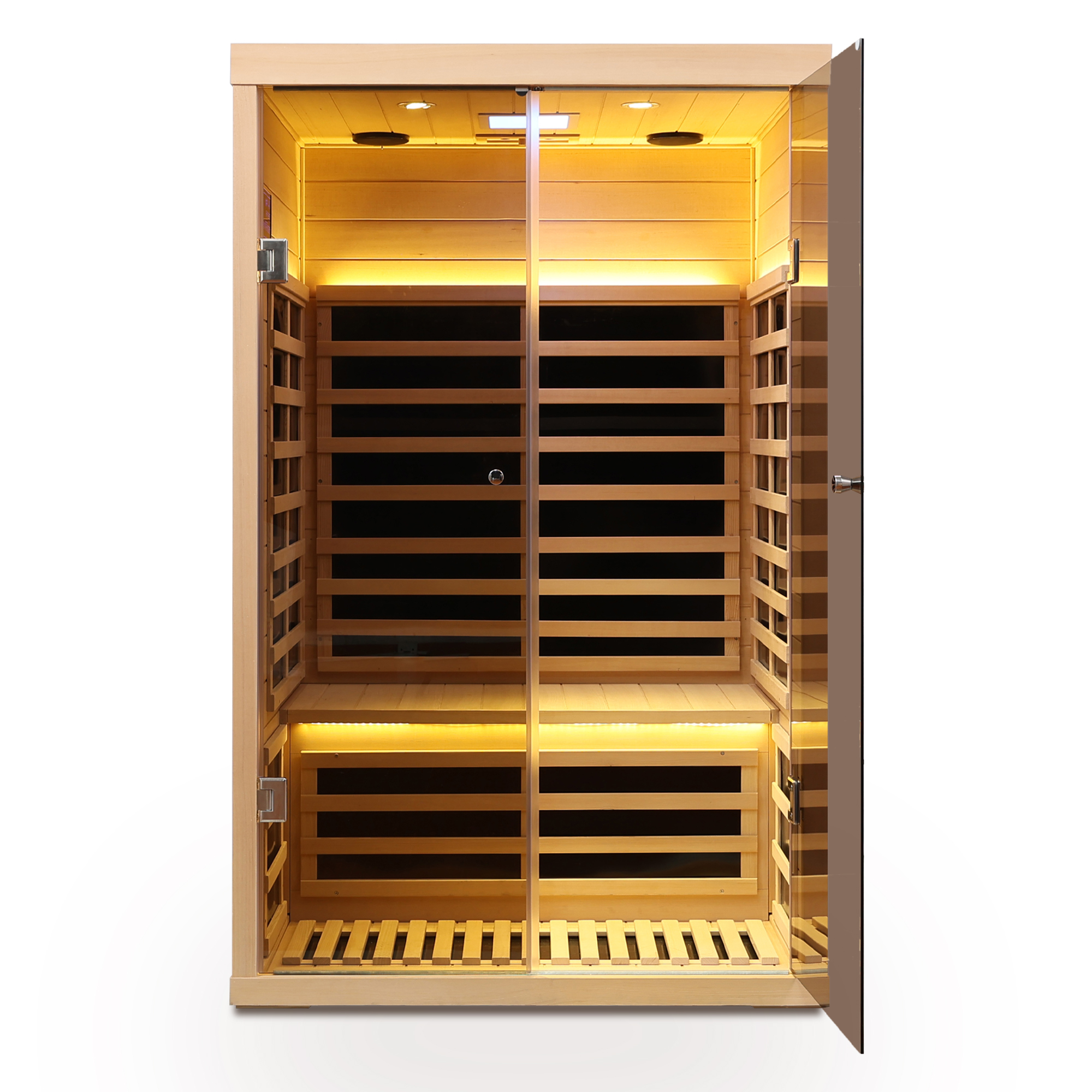 Low EMF 2-Person Far Infrared Hemlock Sauna Room with Double Glass Doors