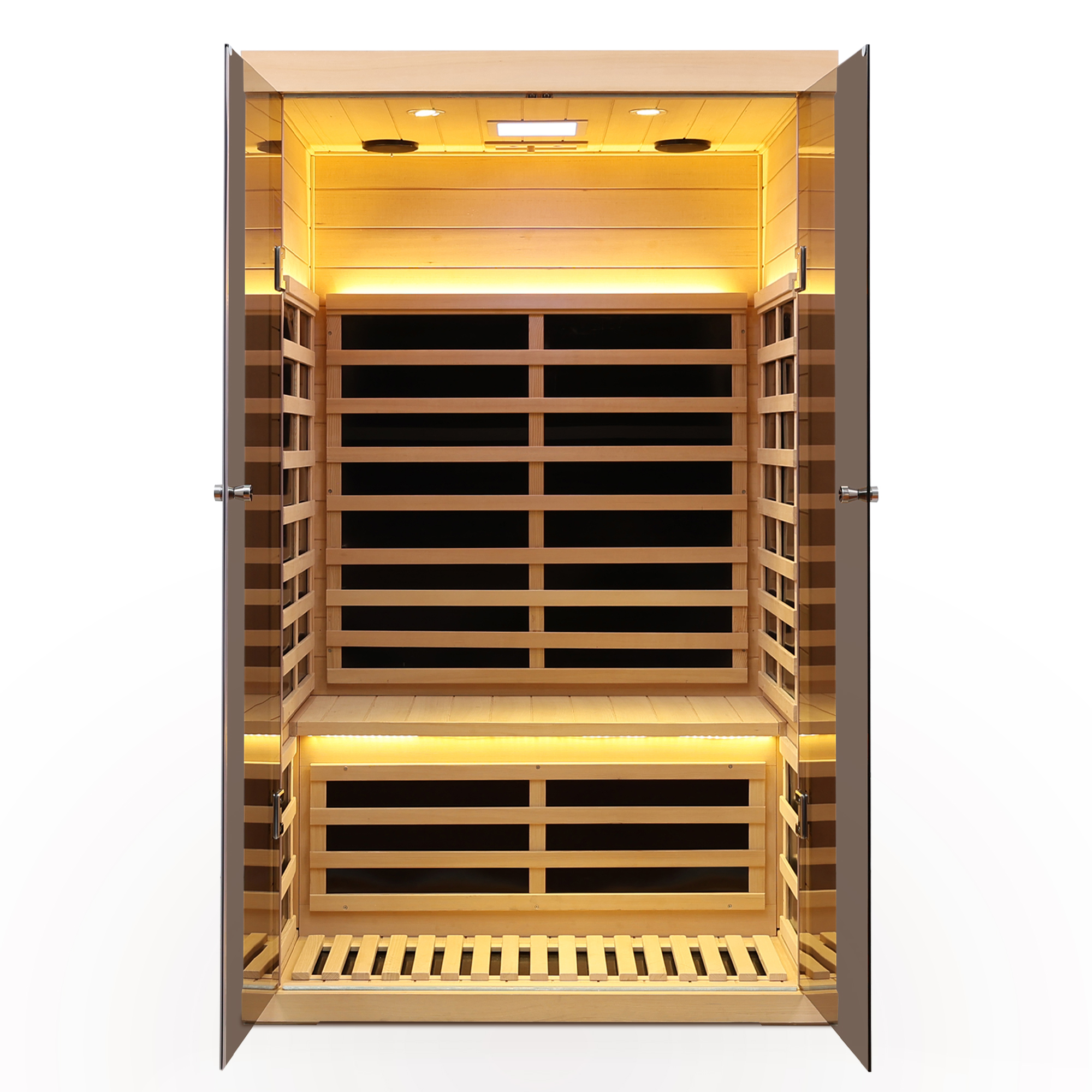 Low EMF 2-Person Far Infrared Hemlock Sauna Room with Double Glass Doors