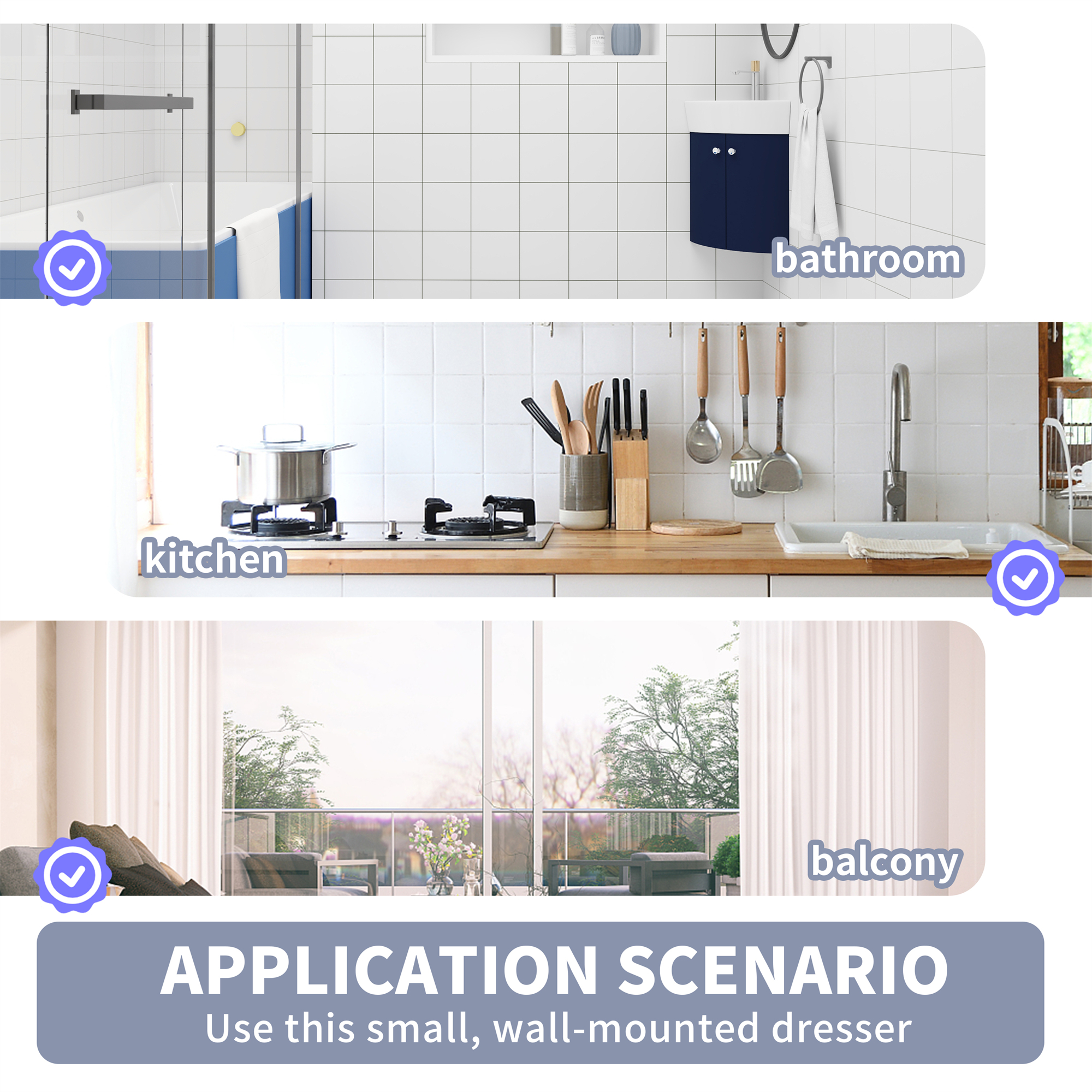 12.8-inch Wall-Mounted Corner Bathroom Vanity with Ceramic Sink