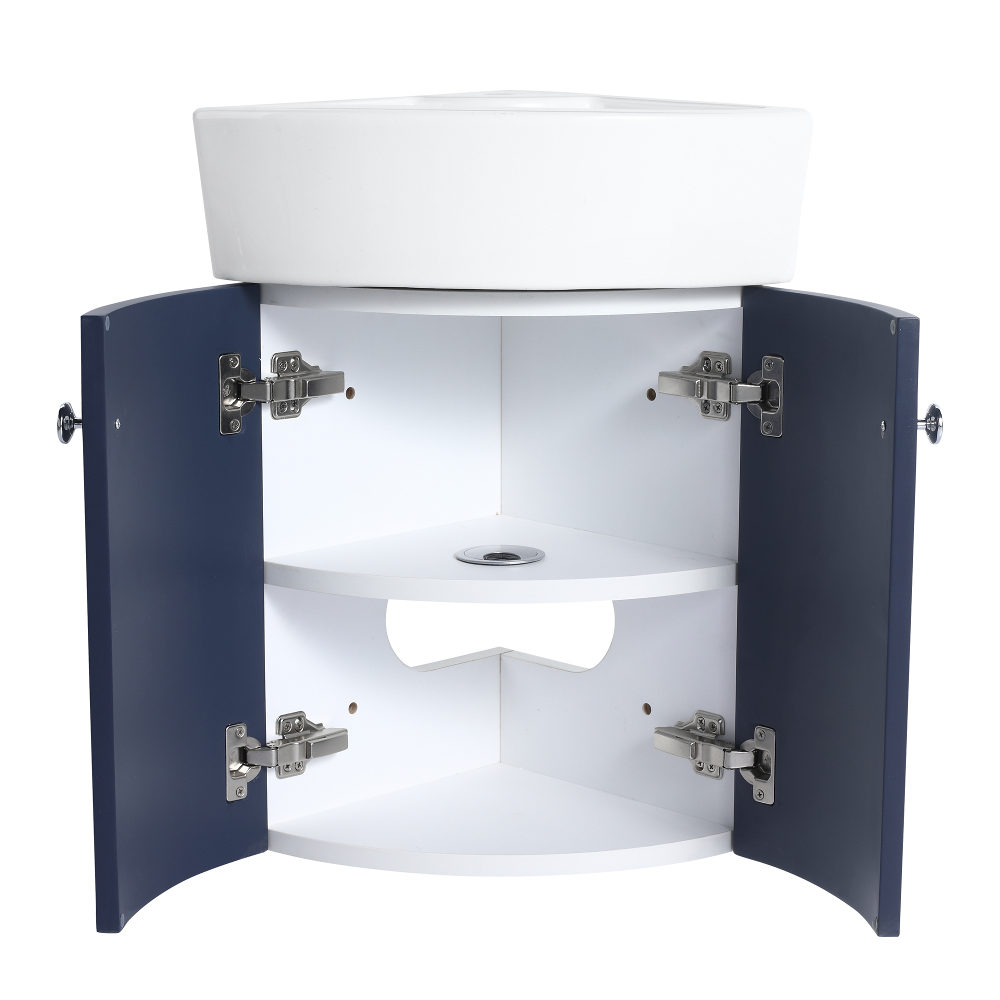 12.8-inch Wall-Mounted Corner Bathroom Vanity with Ceramic Sink