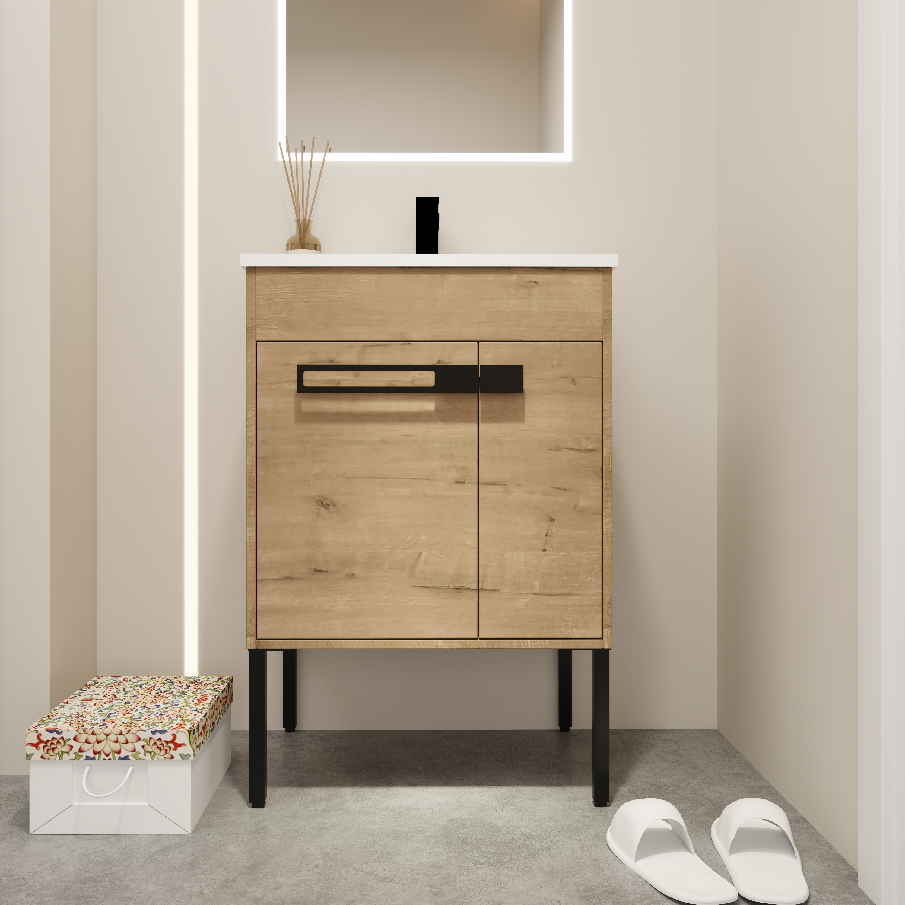 24"/30"/36" Freestanding Plywood Bathroom Vanity with Ceramic Sink