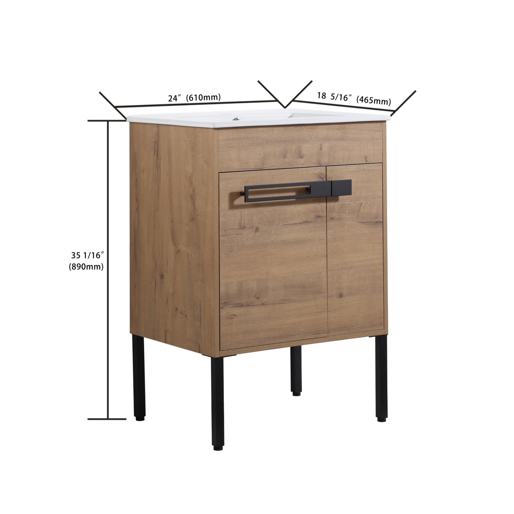 24"/30"/36" Freestanding Plywood Bathroom Vanity with Ceramic Sink