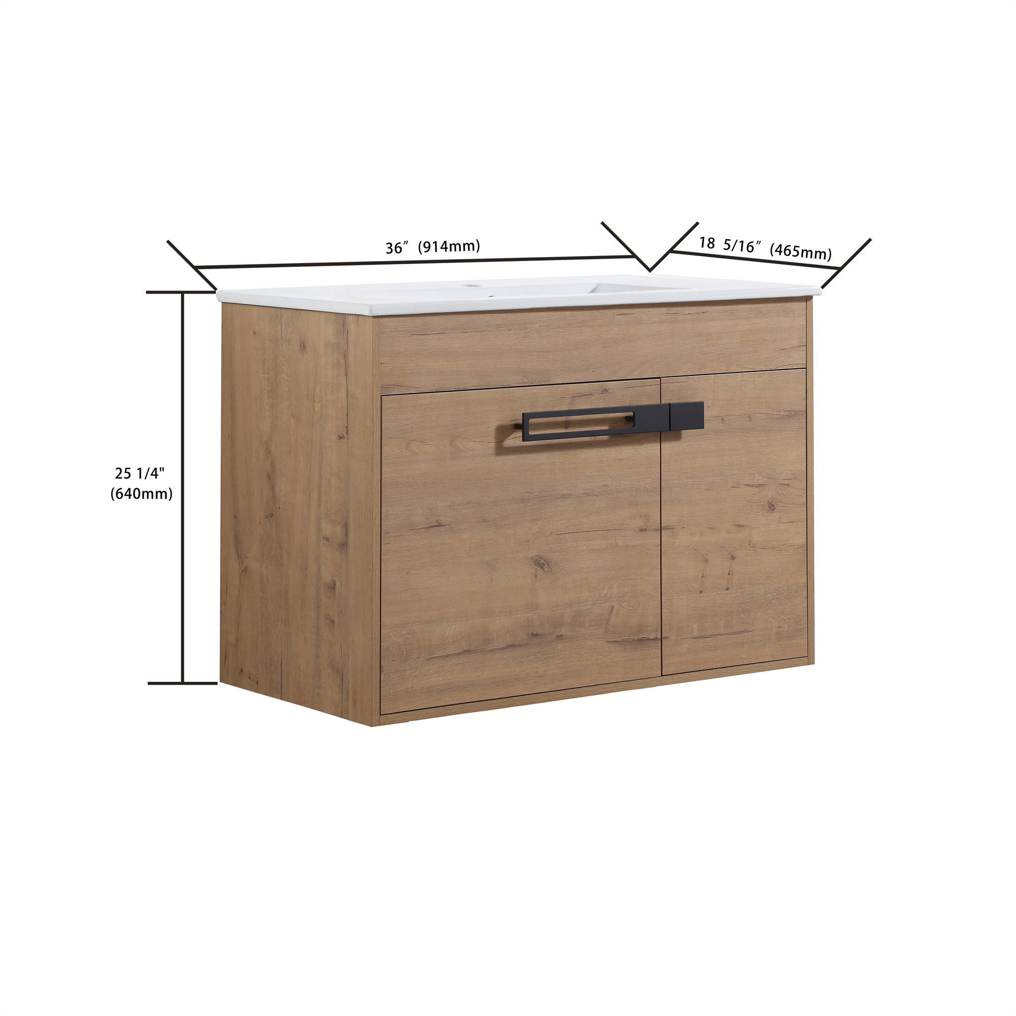 24"/30"/36" Freestanding Plywood Bathroom Vanity with Ceramic Sink