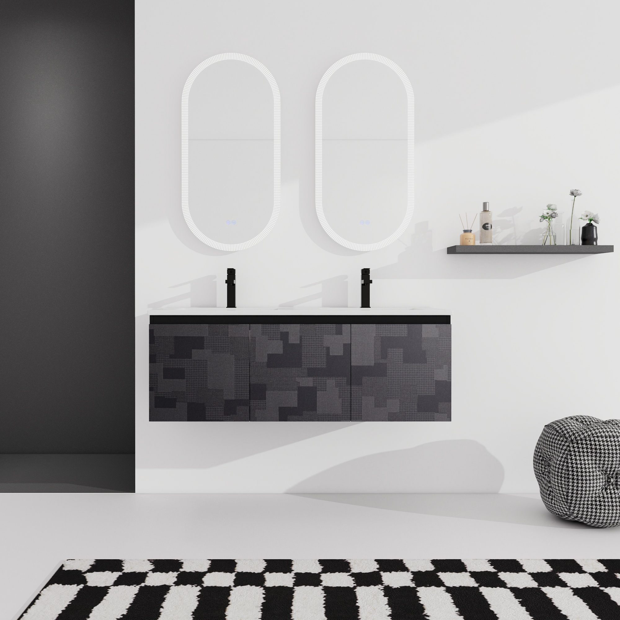 24/48 Inch Stylish Floating Wall-Mounted Bathroom Vanity with Ceramic Sink