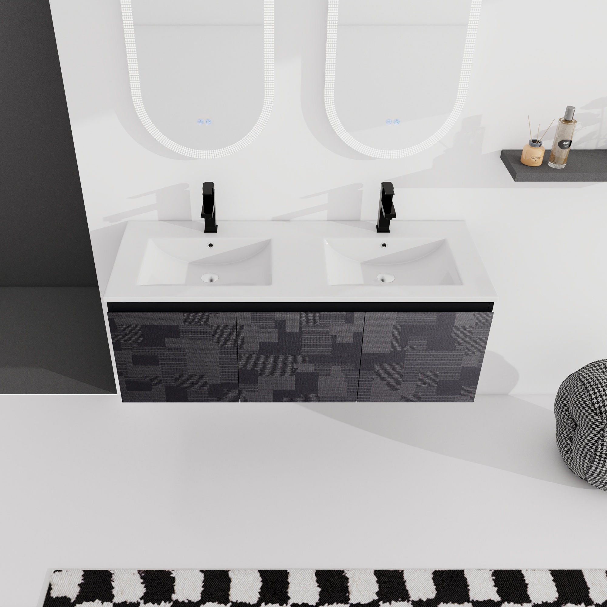 24/48 Inch Stylish Floating Wall-Mounted Bathroom Vanity with Ceramic Sink