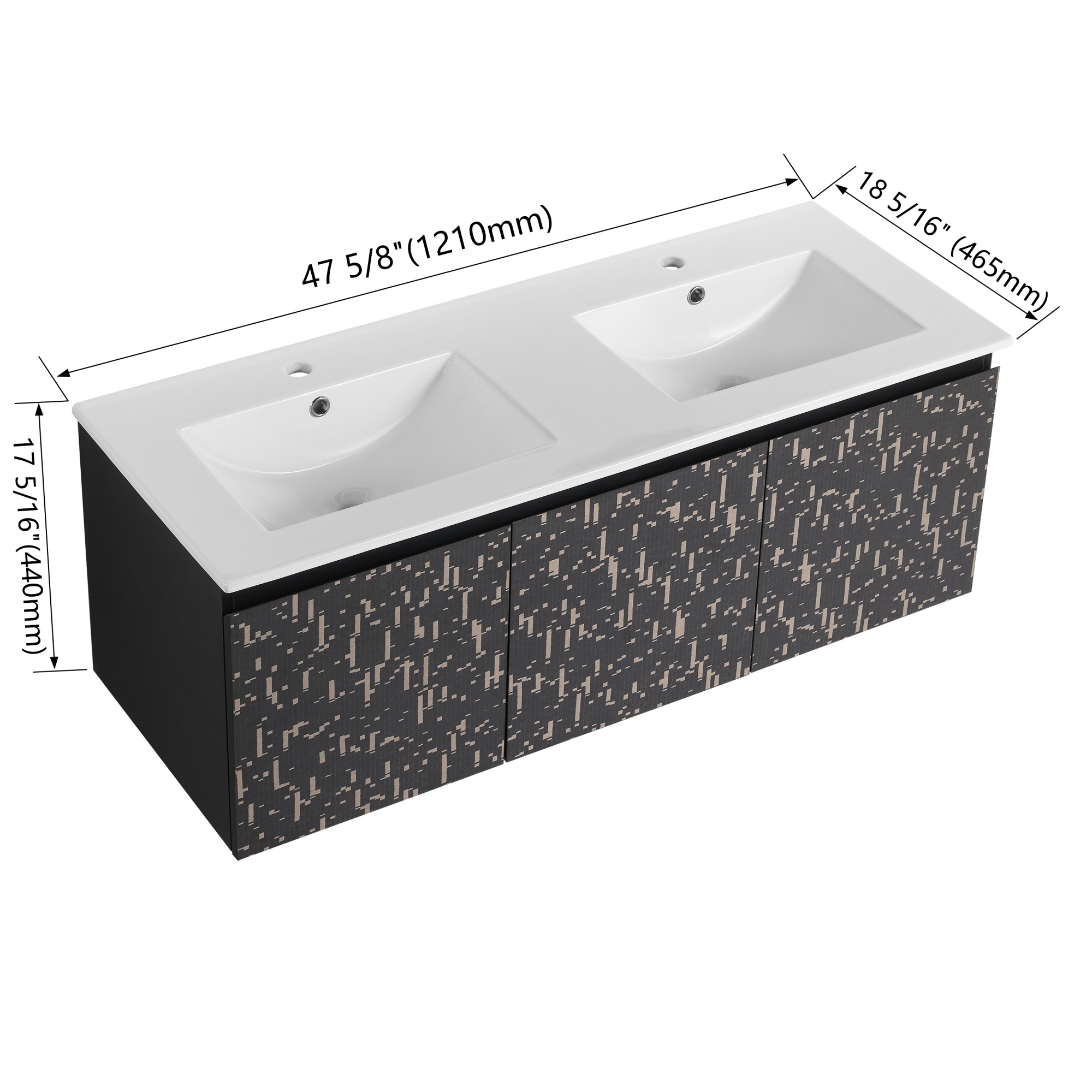 24/48 Inch Stylish Floating Wall-Mounted Bathroom Vanity with Ceramic Sink