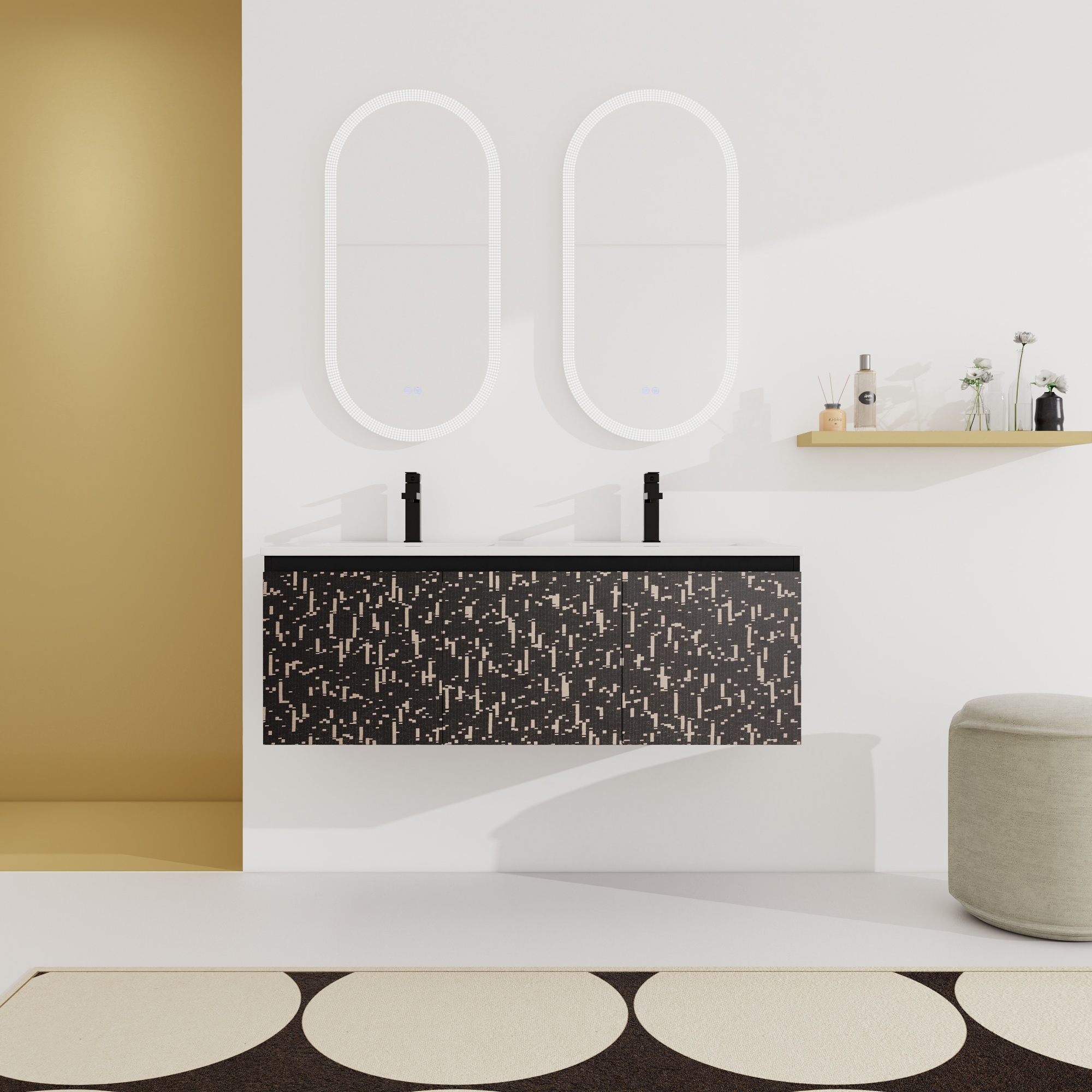 24/48 Inch Stylish Floating Wall-Mounted Bathroom Vanity with Ceramic Sink