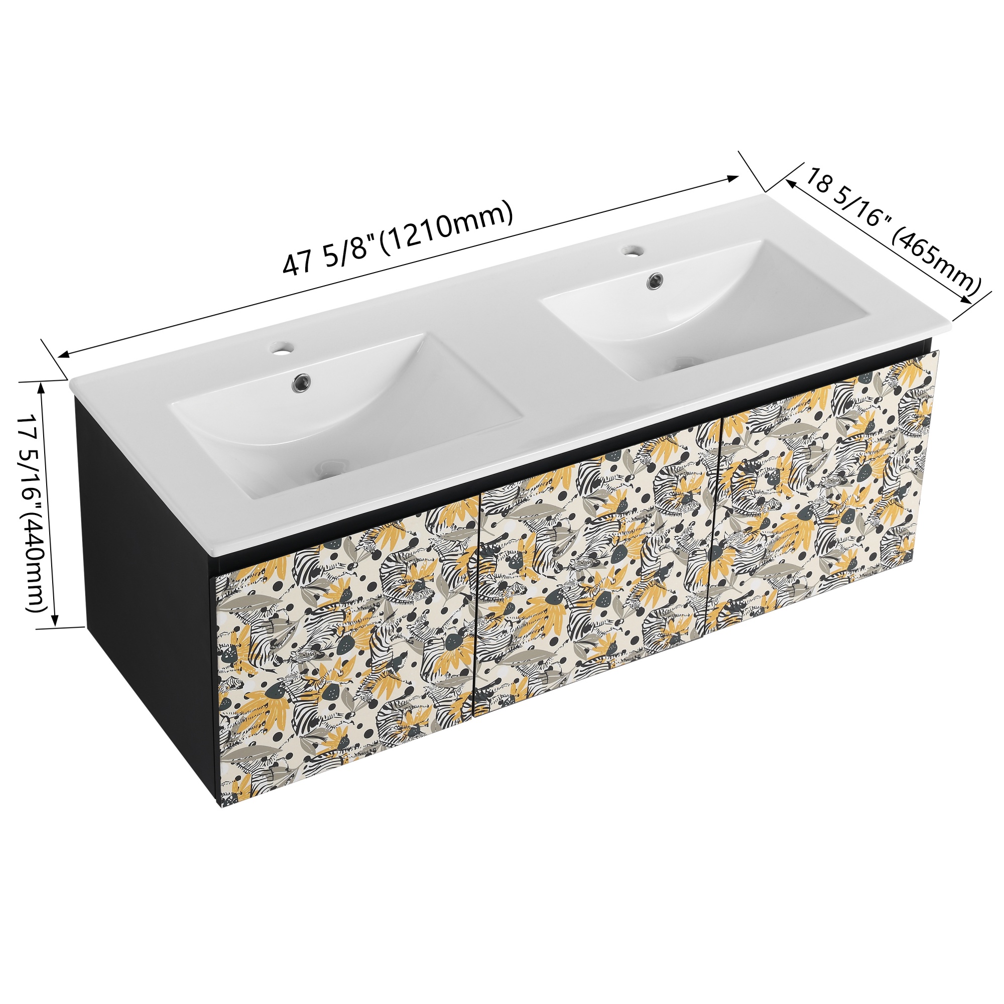 24/48 Inch Stylish Floating Wall-Mounted Bathroom Vanity with Ceramic Sink