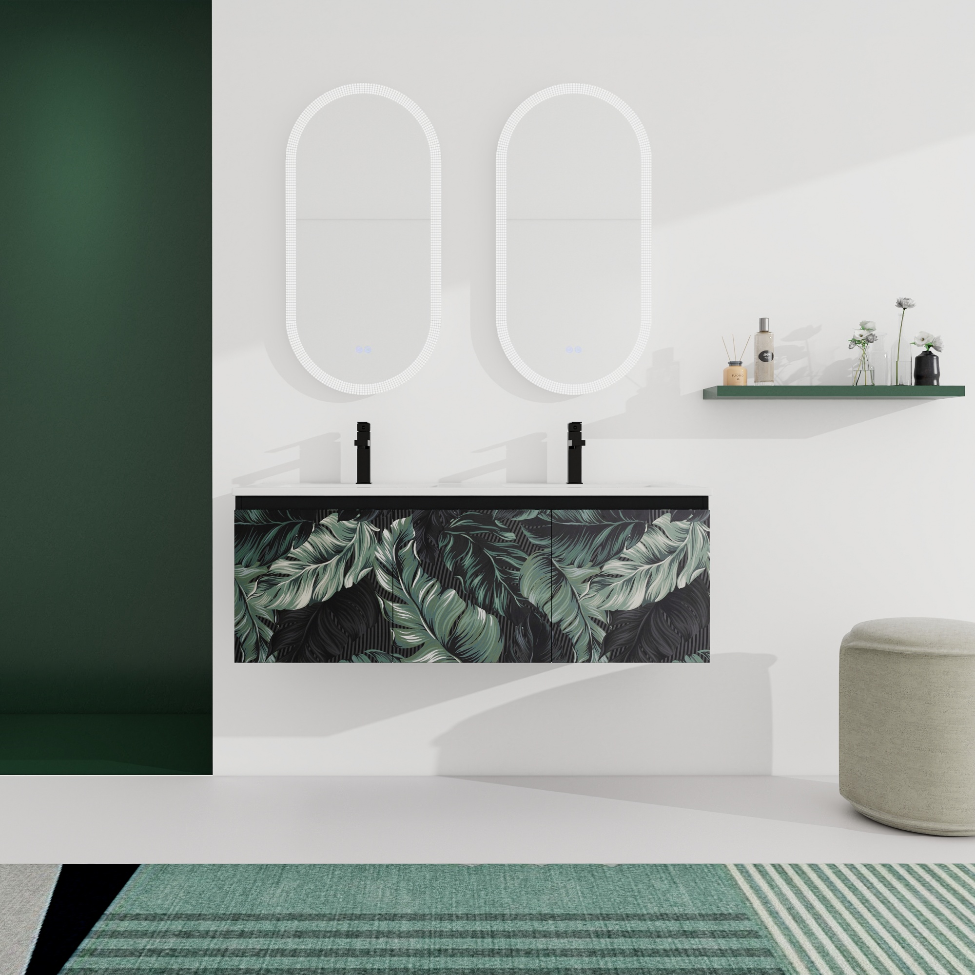 24/48 Inch Stylish Floating Wall-Mounted Bathroom Vanity with Ceramic Sink