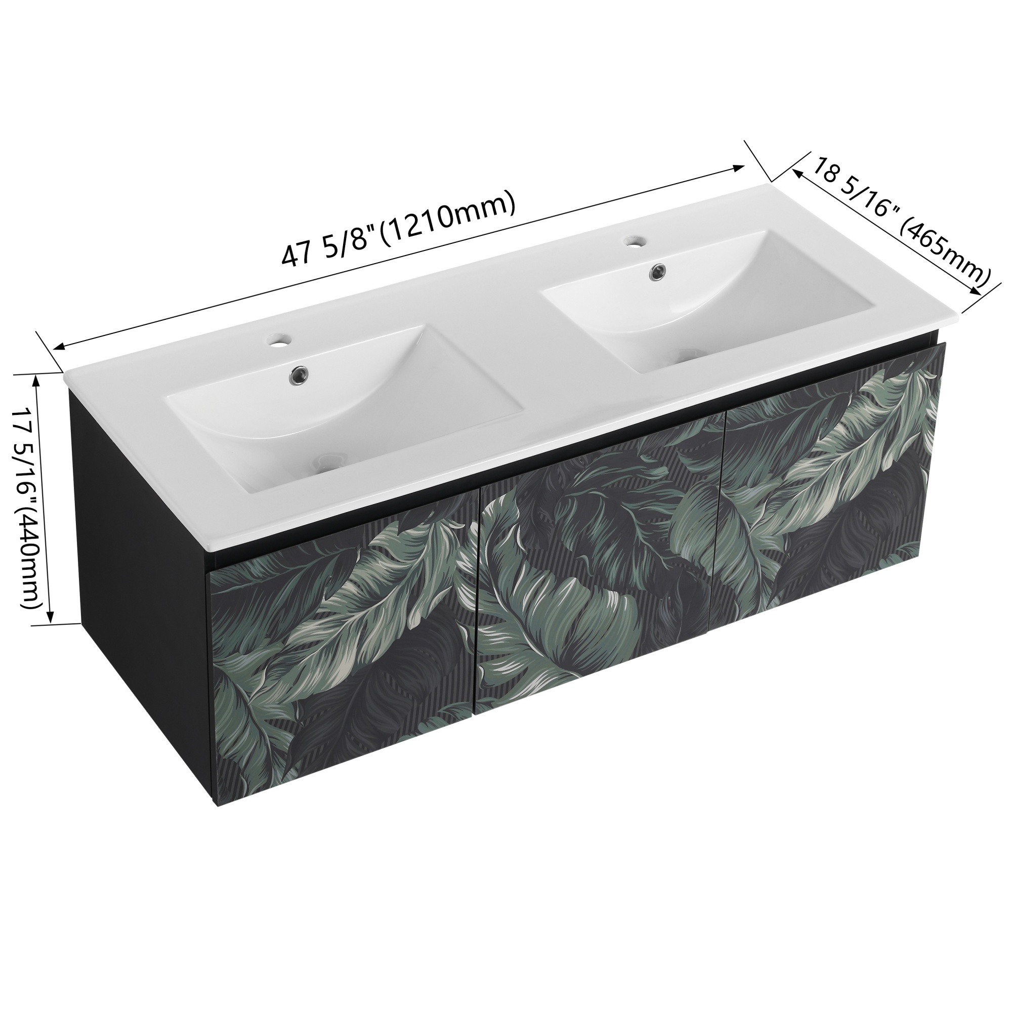 24/48 Inch Stylish Floating Wall-Mounted Bathroom Vanity with Ceramic Sink
