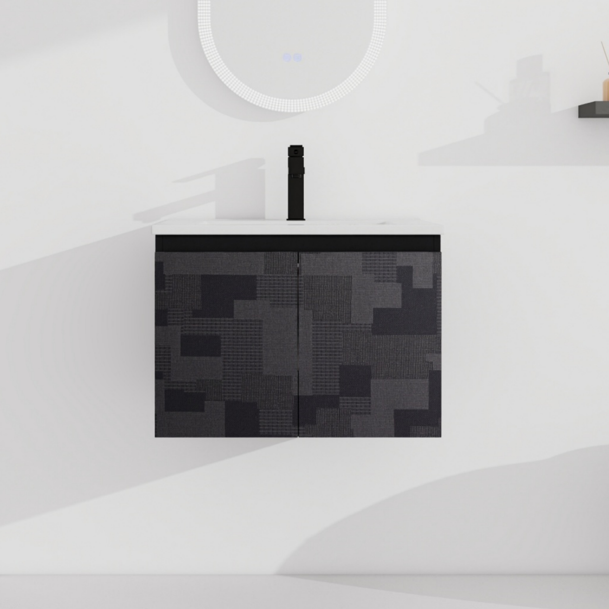 24/48 Inch Stylish Floating Wall-Mounted Bathroom Vanity with Ceramic Sink