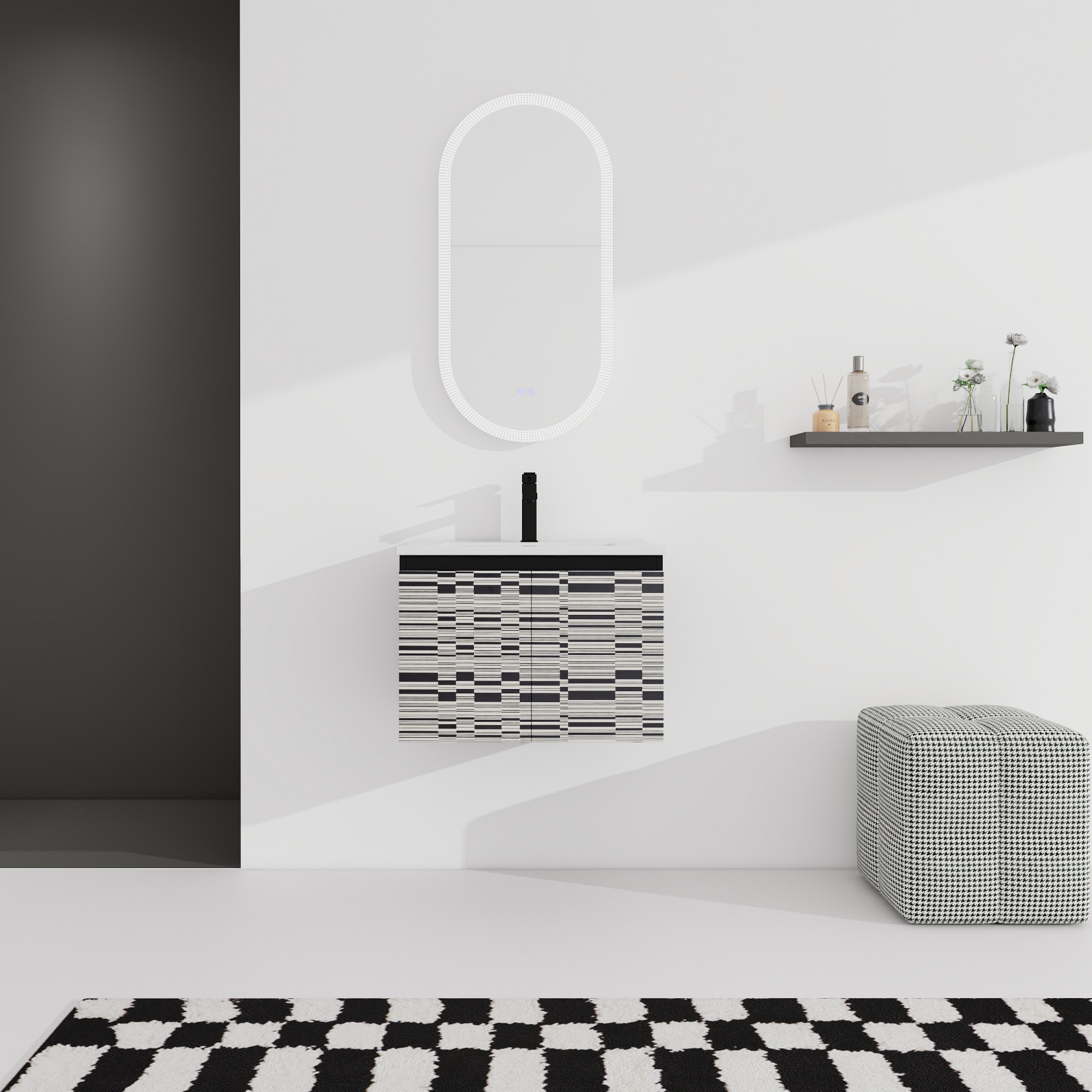 24/48 Inch Stylish Floating Wall-Mounted Bathroom Vanity with Ceramic Sink