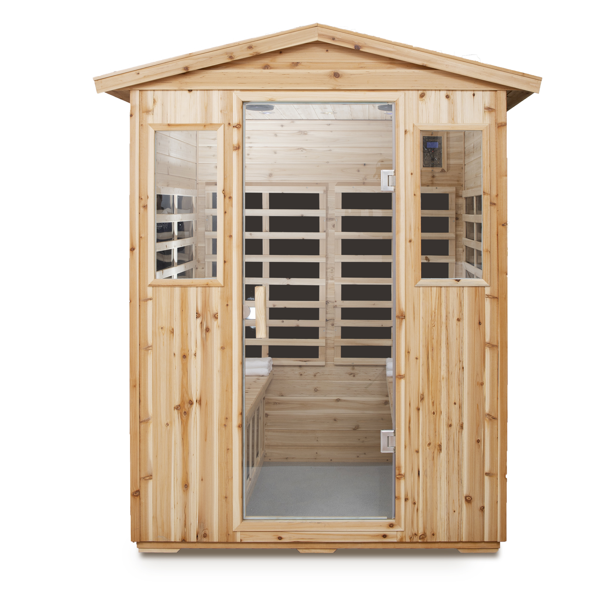 4-Person Outdoor Far Infrared Sauna with Bluetooth & LED Lighting