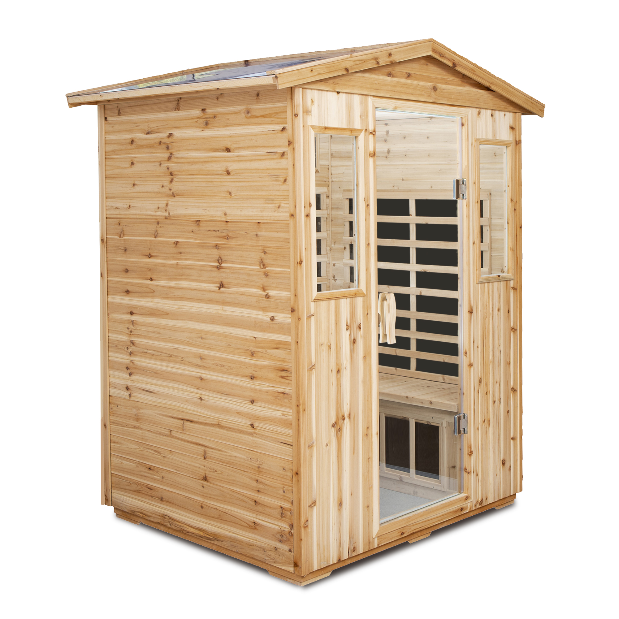 4-Person Outdoor Far Infrared Sauna with Bluetooth & LED Lighting