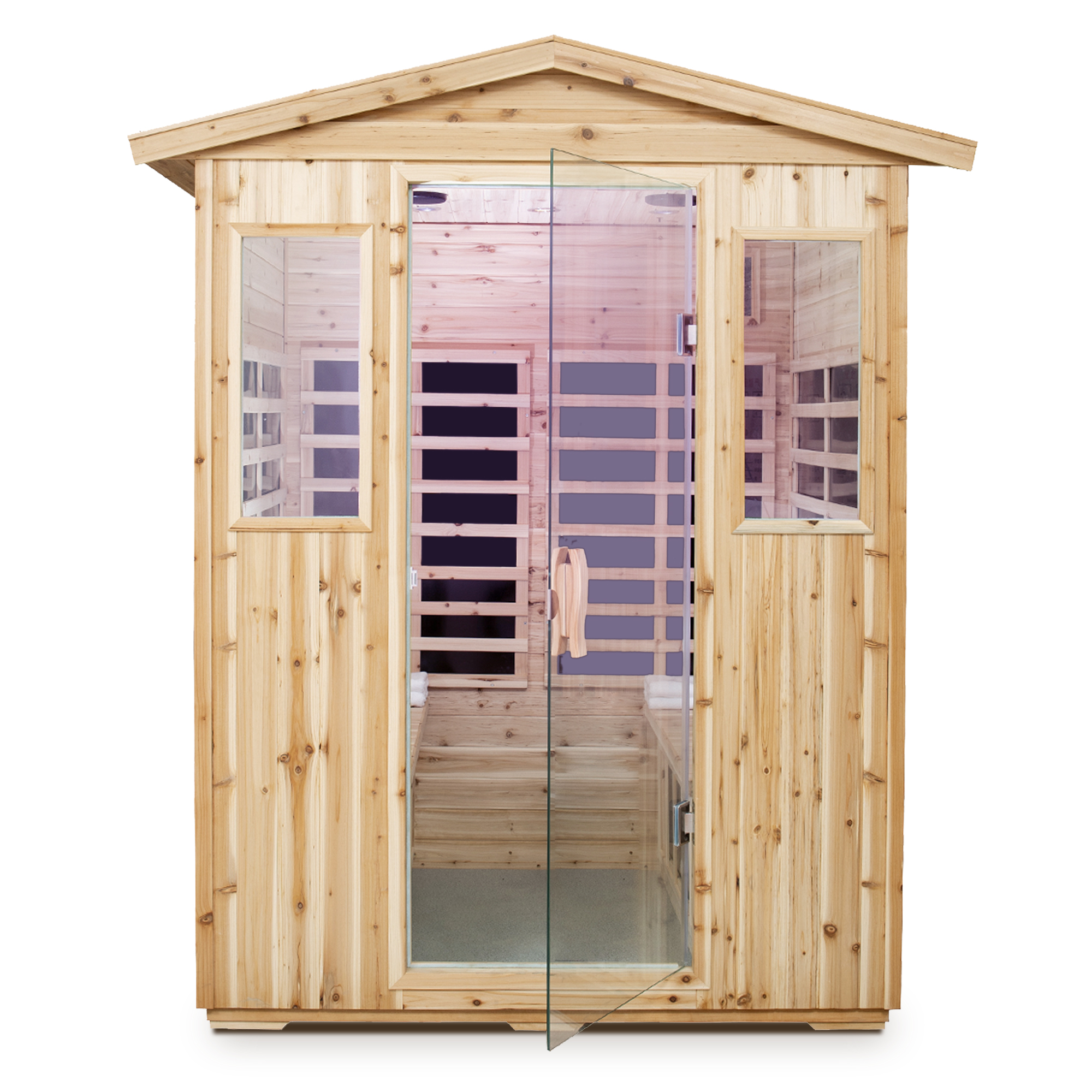 4-Person Outdoor Far Infrared Sauna with Bluetooth & LED Lighting