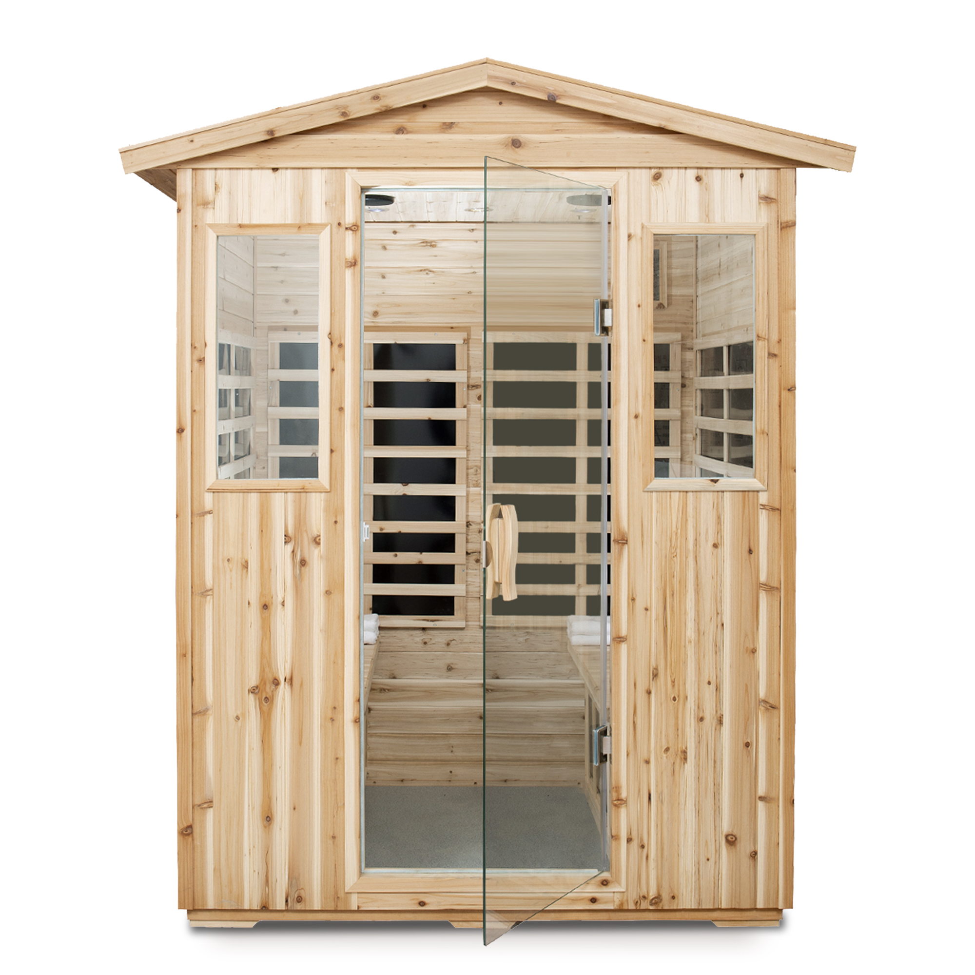 4-Person Outdoor Far Infrared Sauna with Bluetooth & LED Lighting