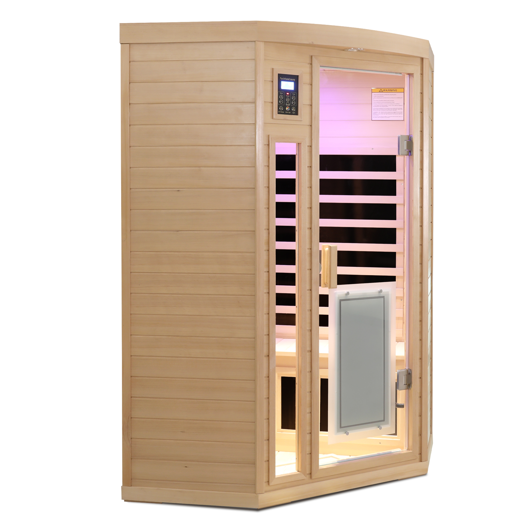 2-Person Hemlock Corner Infrared Sauna with Low EMF & Bluetooth Audio