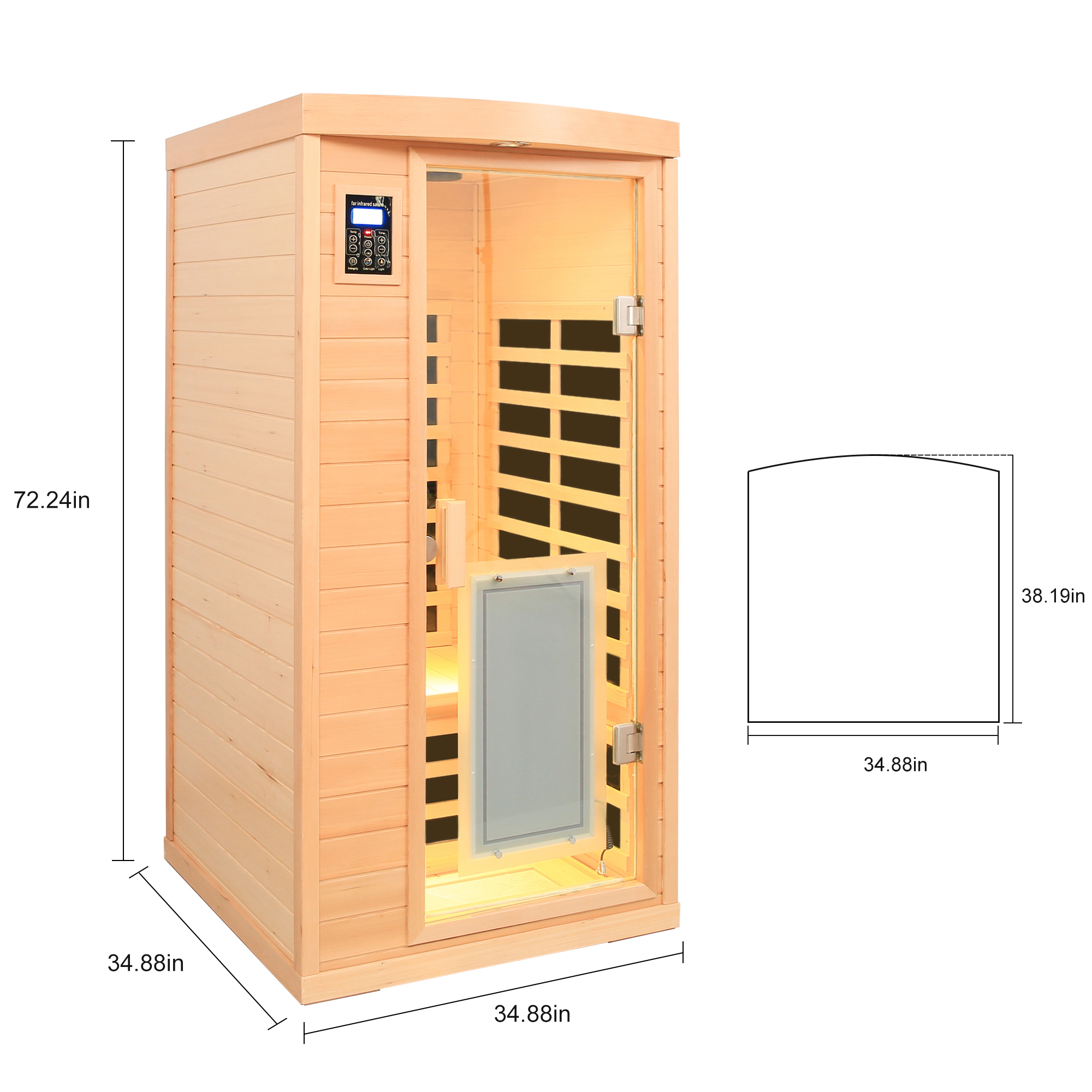 1-Person Low EMF Hemlock Far-Infrared Indoor Sauna with Bluetooth