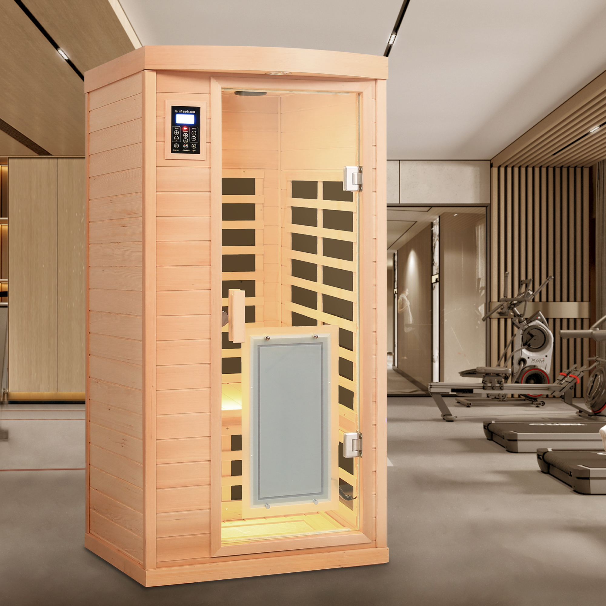 1-Person Low EMF Hemlock Far-Infrared Indoor Sauna with Bluetooth