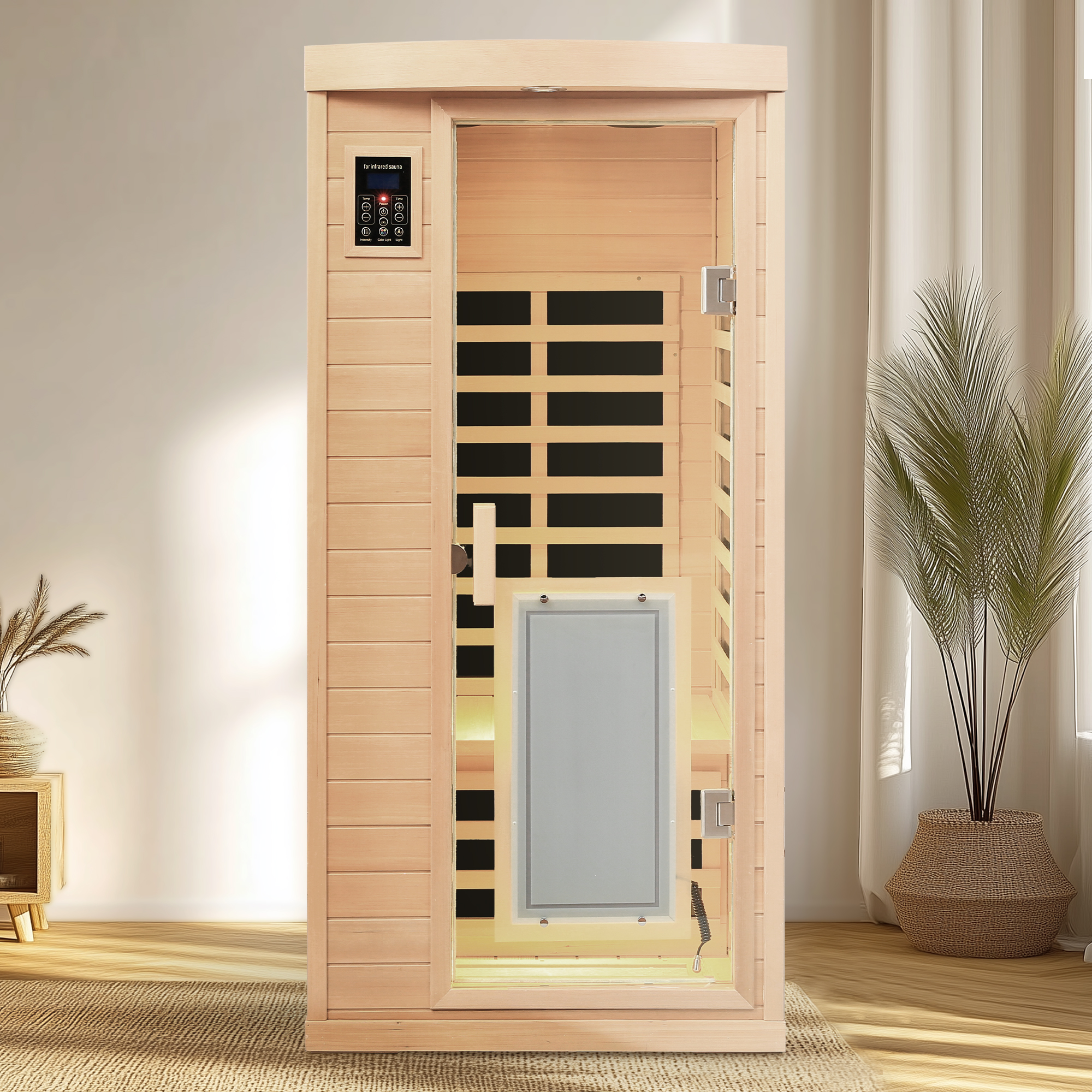 1-Person Low EMF Hemlock Far-Infrared Indoor Sauna with Bluetooth