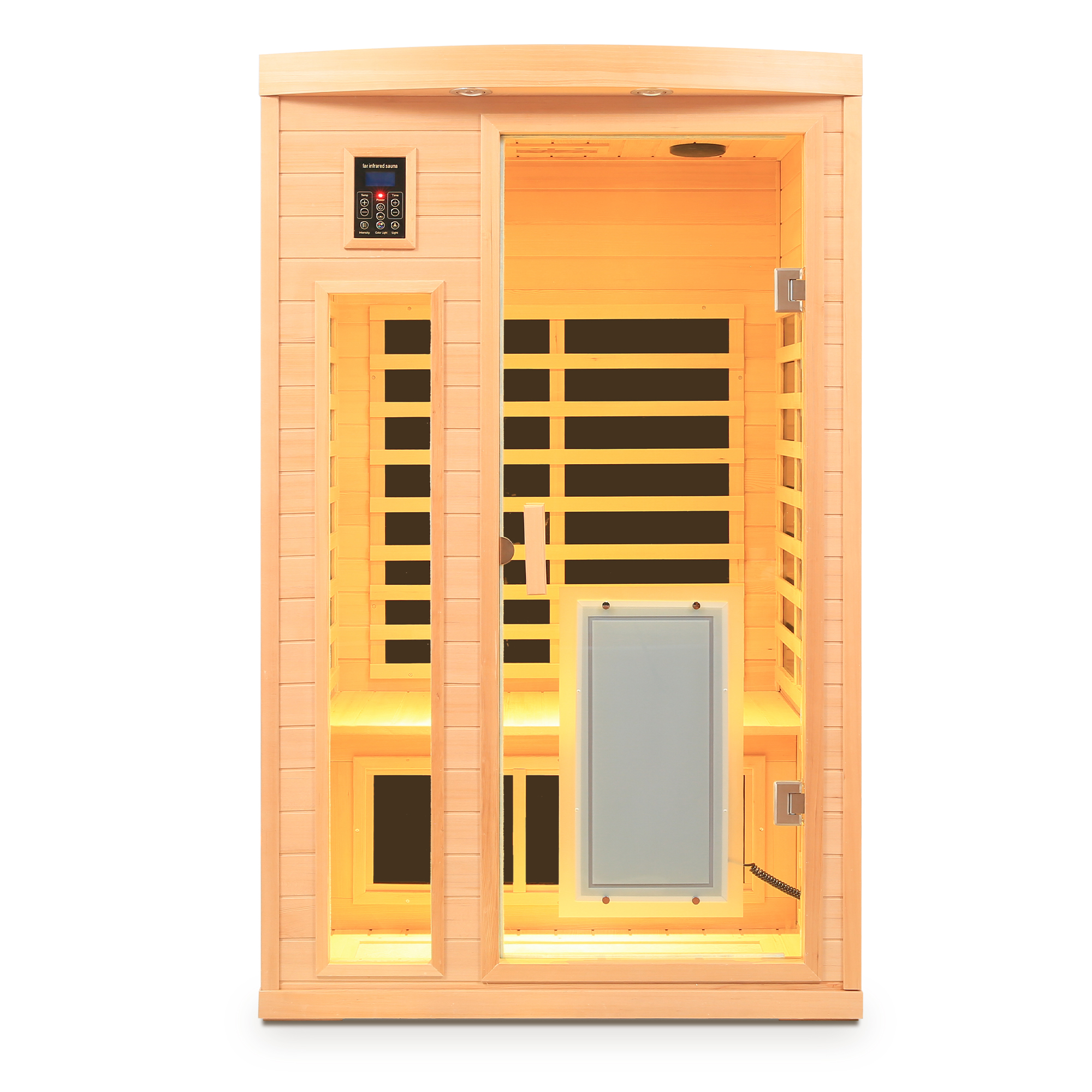 2-Person Hemlock Low EMF Infrared Sauna with Bluetooth and LED Lights