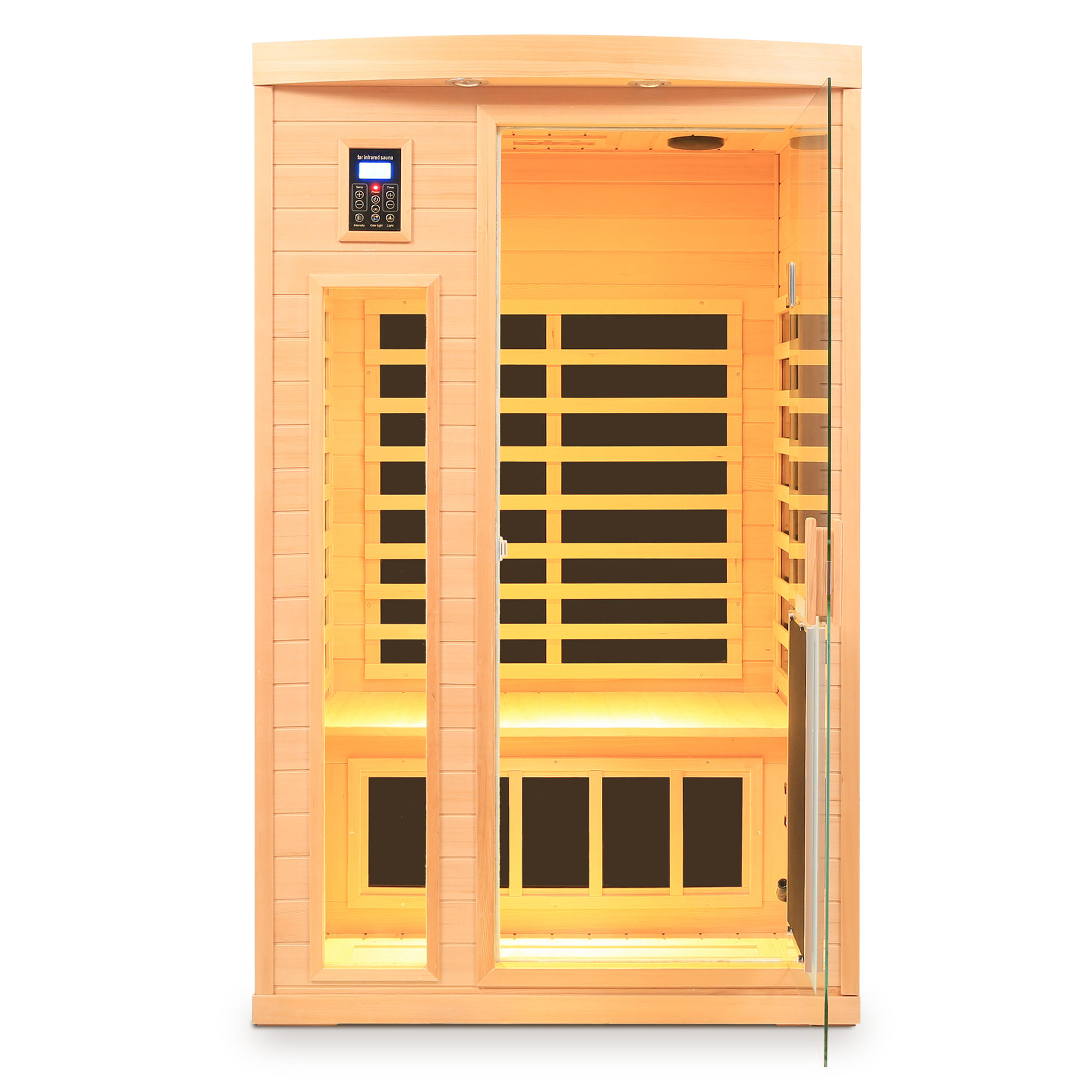 2-Person Hemlock Low EMF Infrared Sauna with Bluetooth and LED Lights