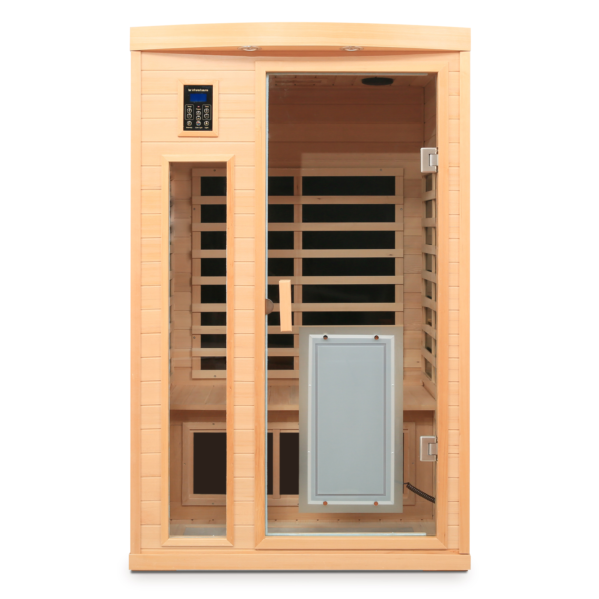 2-Person Hemlock Low EMF Infrared Sauna with Bluetooth and LED Lights
