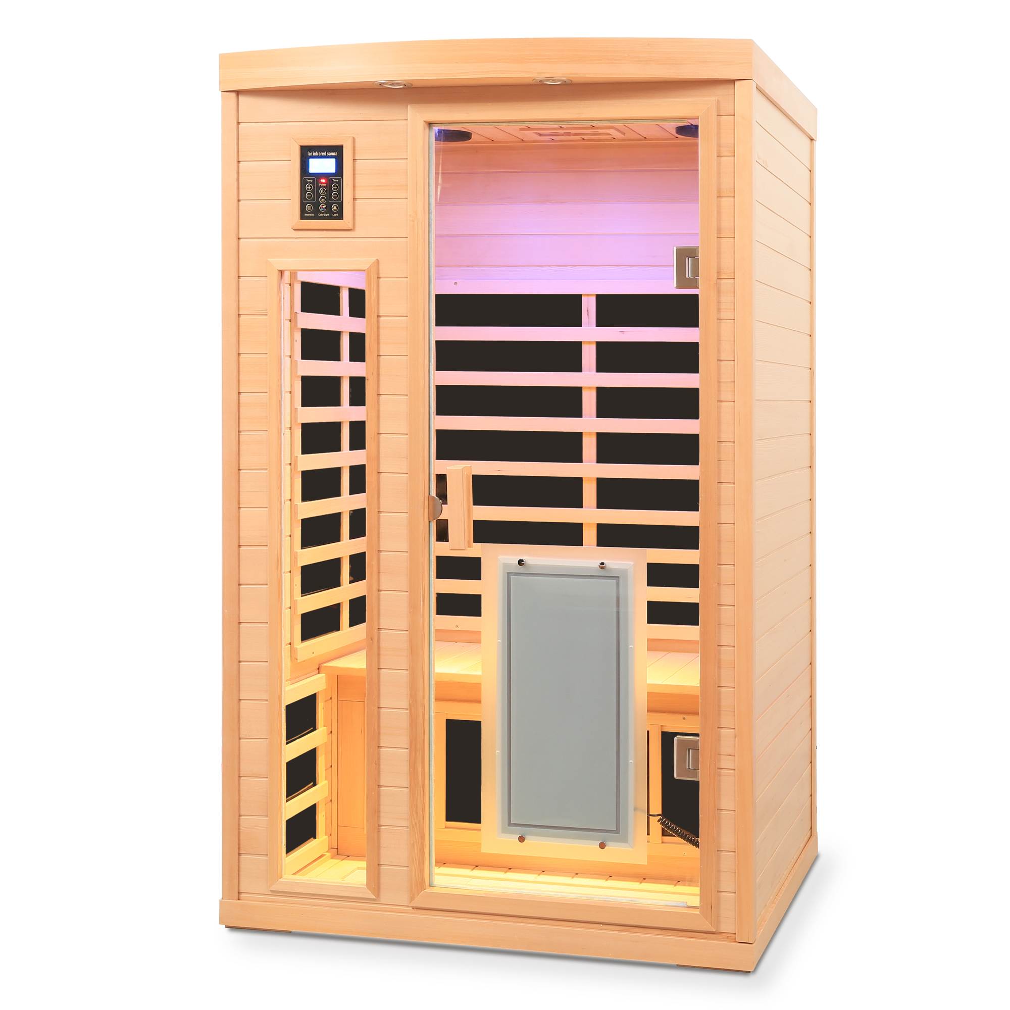 2-Person Hemlock Low EMF Infrared Sauna with Bluetooth and LED Lights