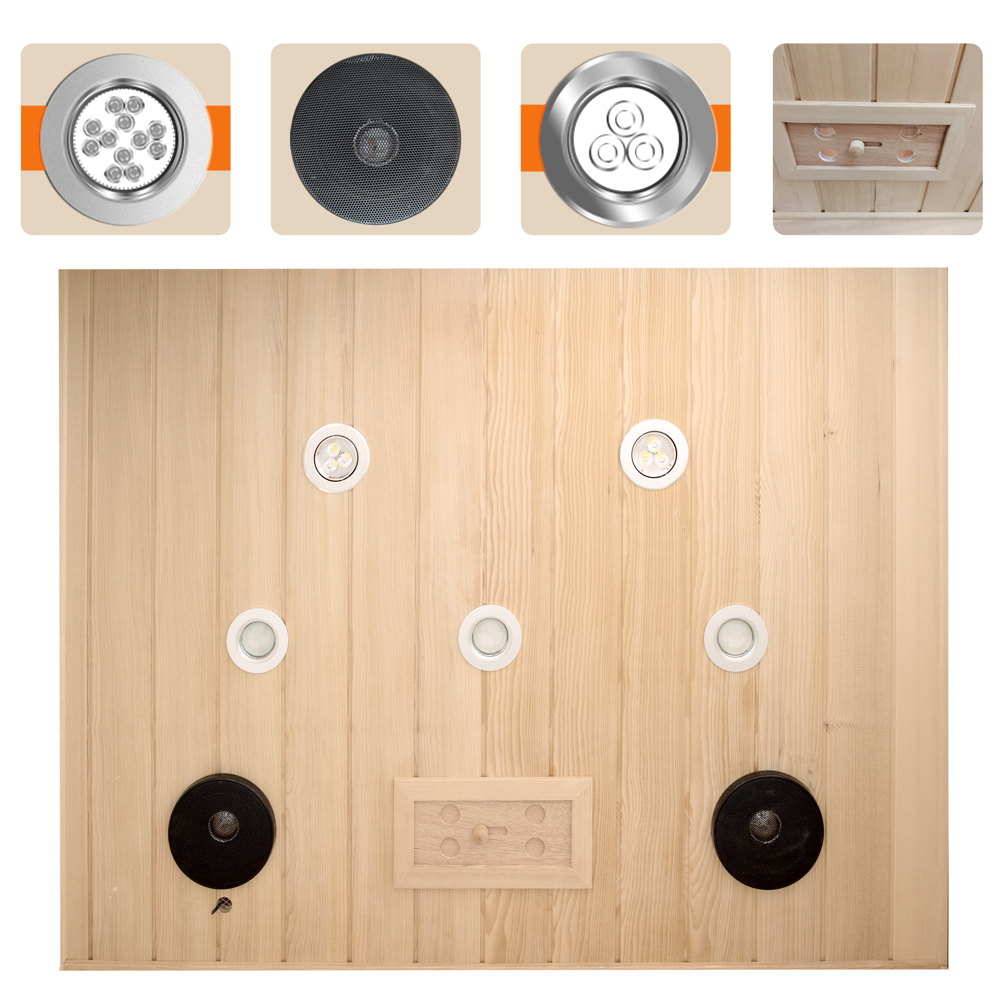 2-Person Hemlock Low EMF Infrared Sauna with Bluetooth and LED Lights