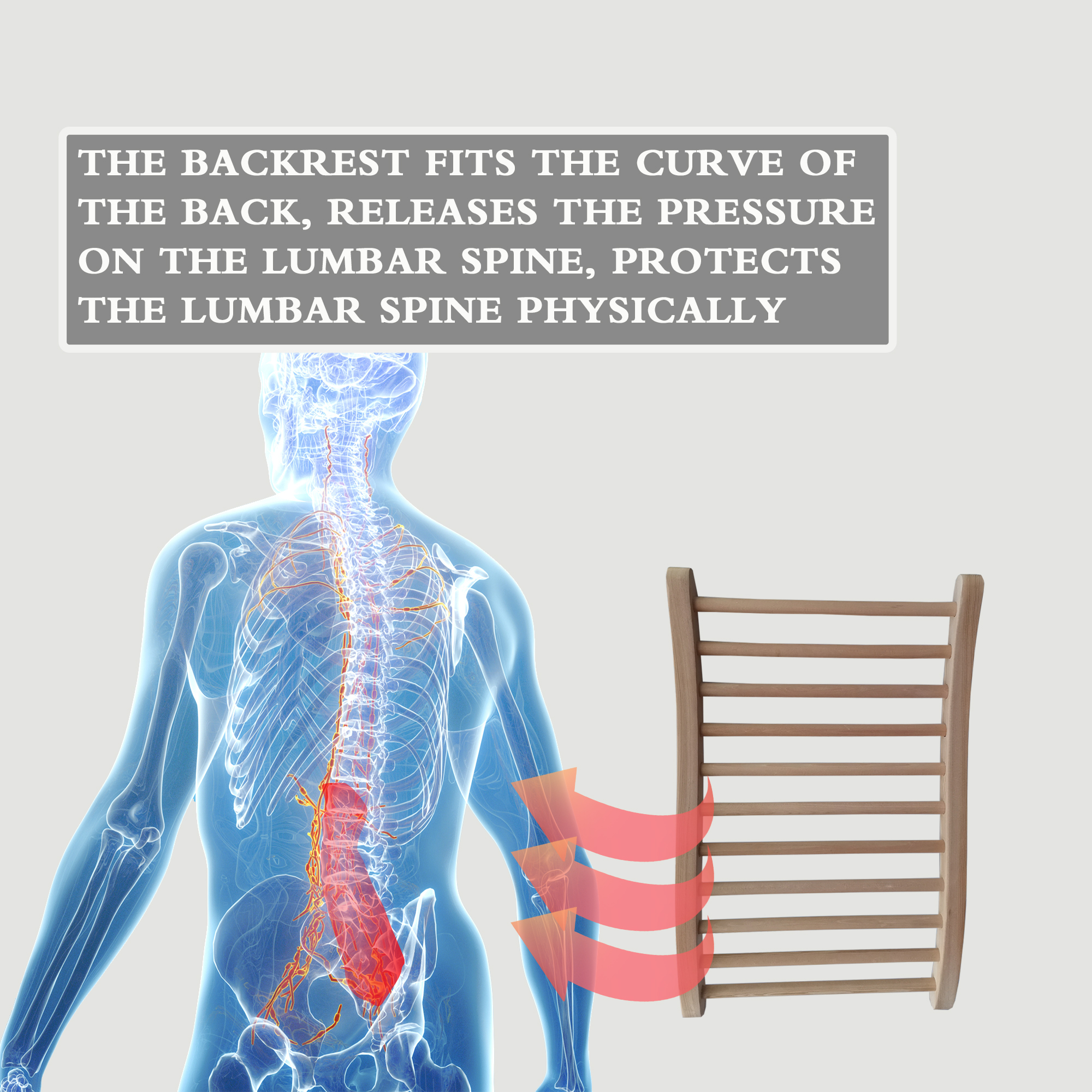 Hemlock Wood Sauna Backrest with Ergonomic Curved Design