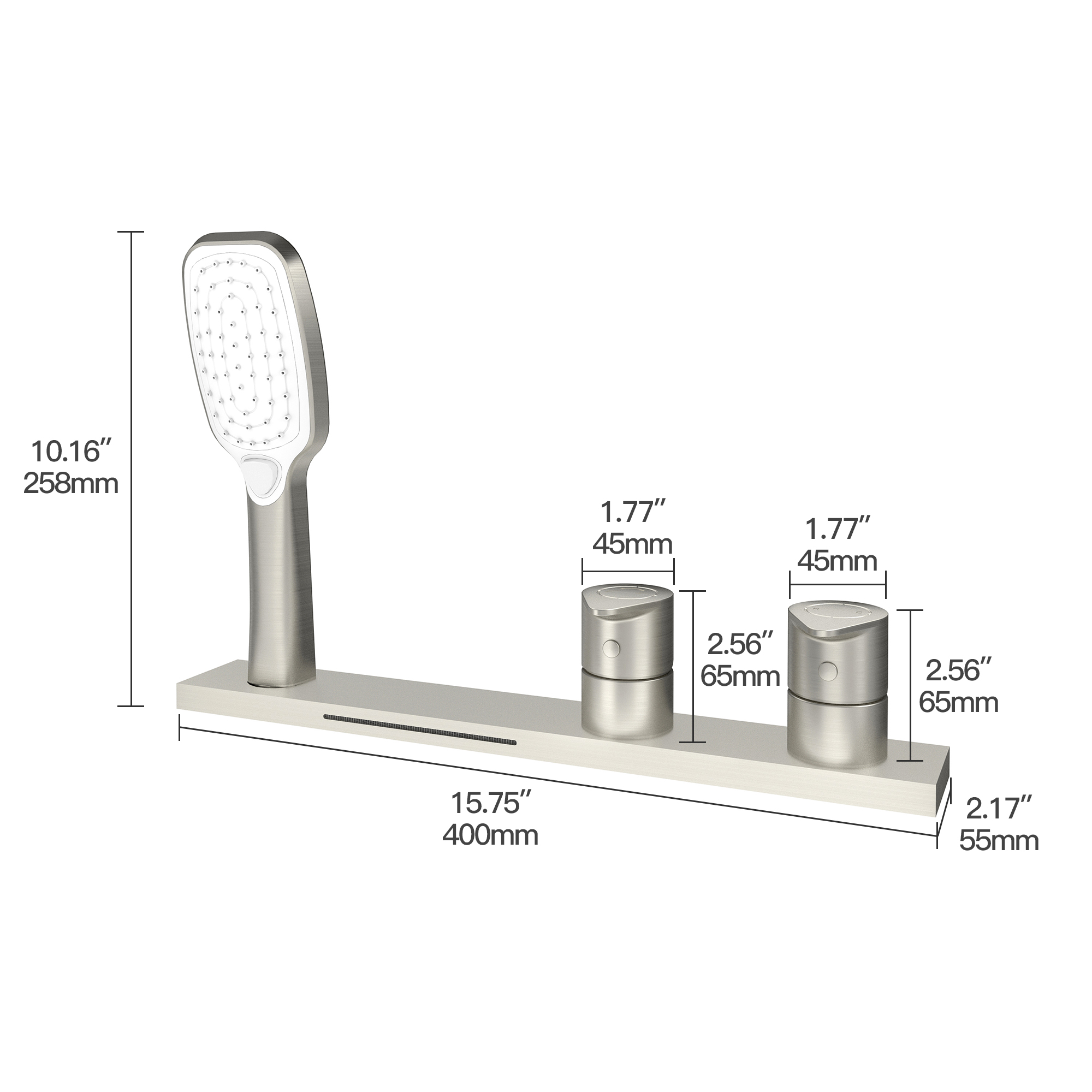 2-Handle Deck-Mounted Bathtub Faucet with 2 Spray Modes Hand Shower
