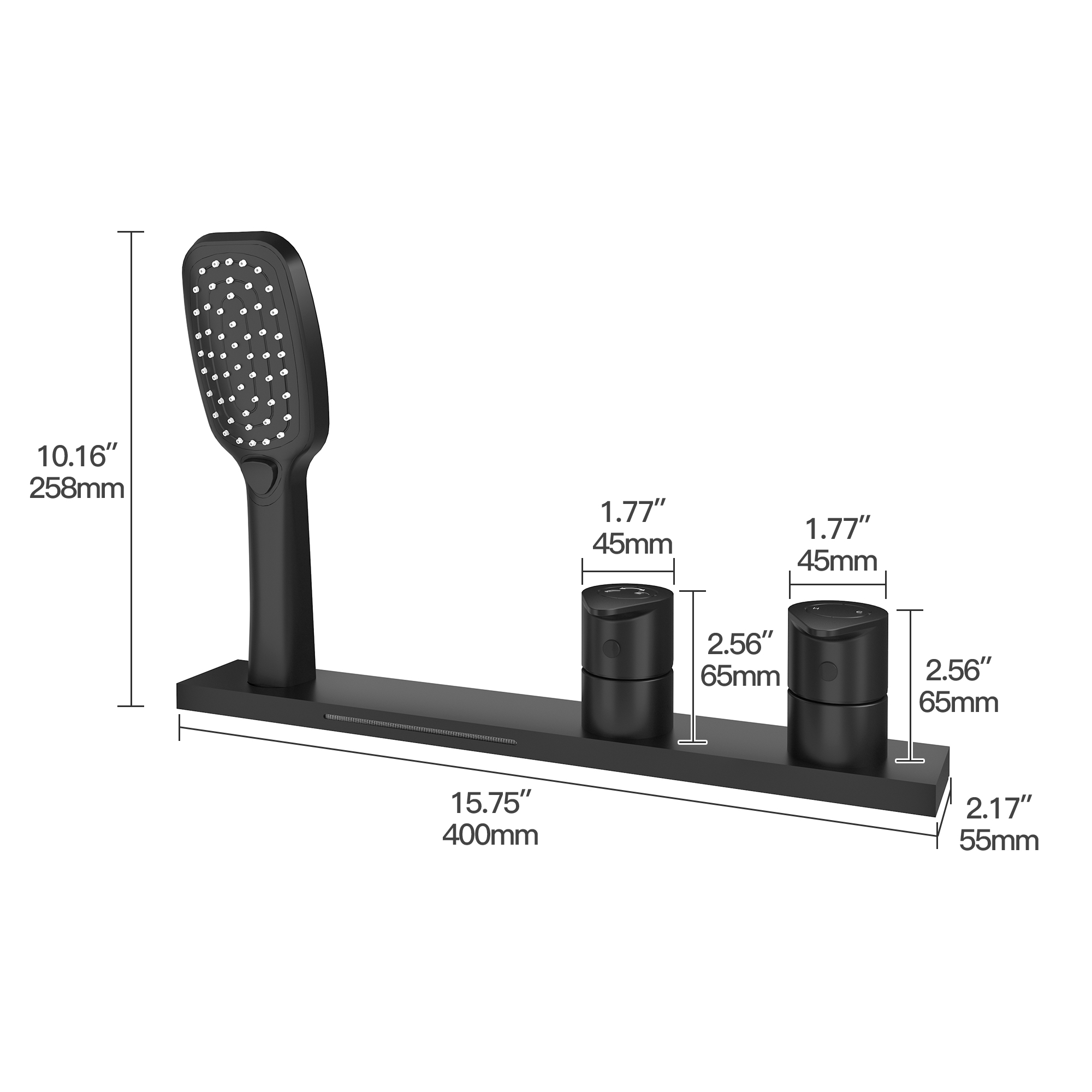 2-Handle Deck-Mounted Bathtub Faucet with 2 Spray Modes Hand Shower