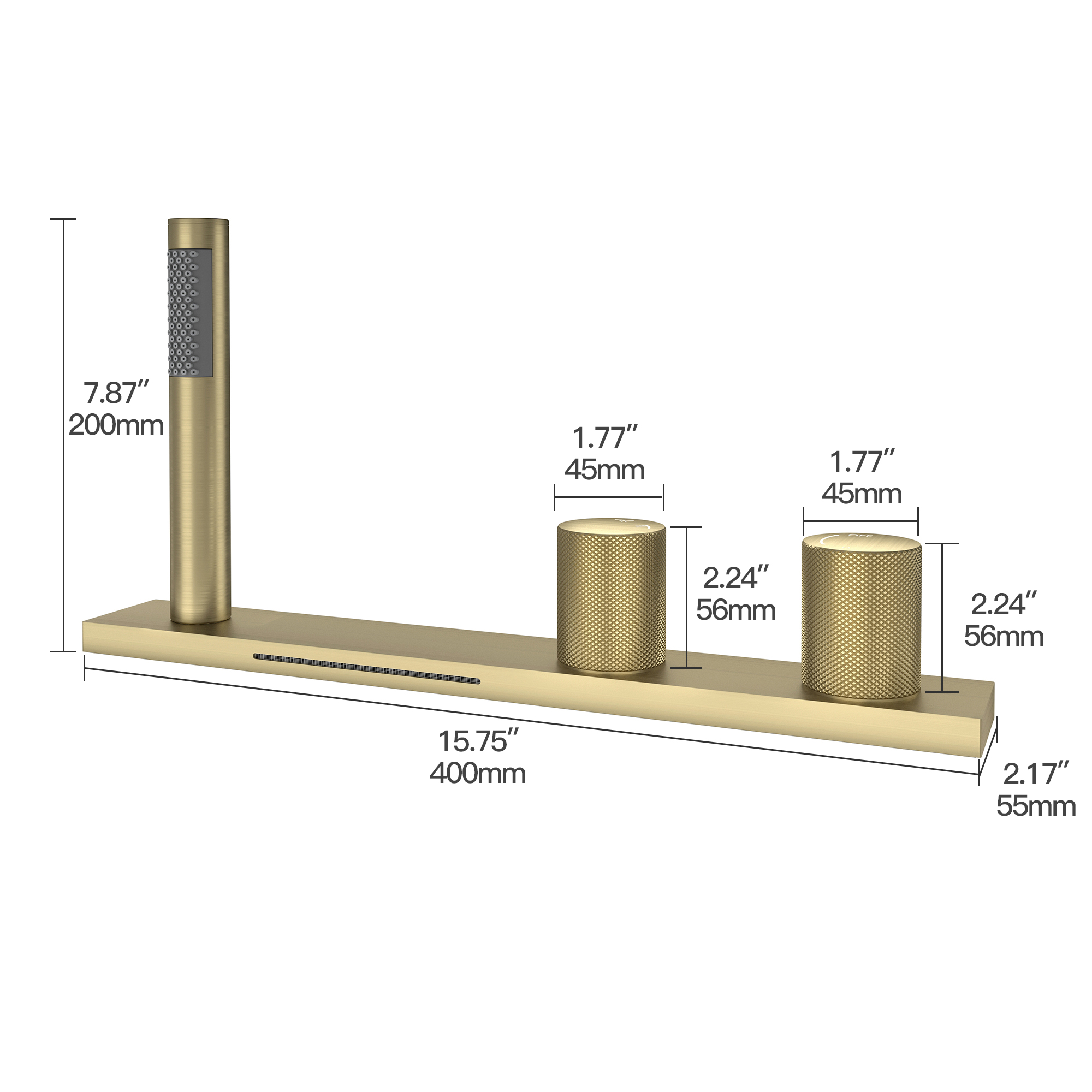 2-Handle Waterfall Roman Tub Faucet with Handheld Shower