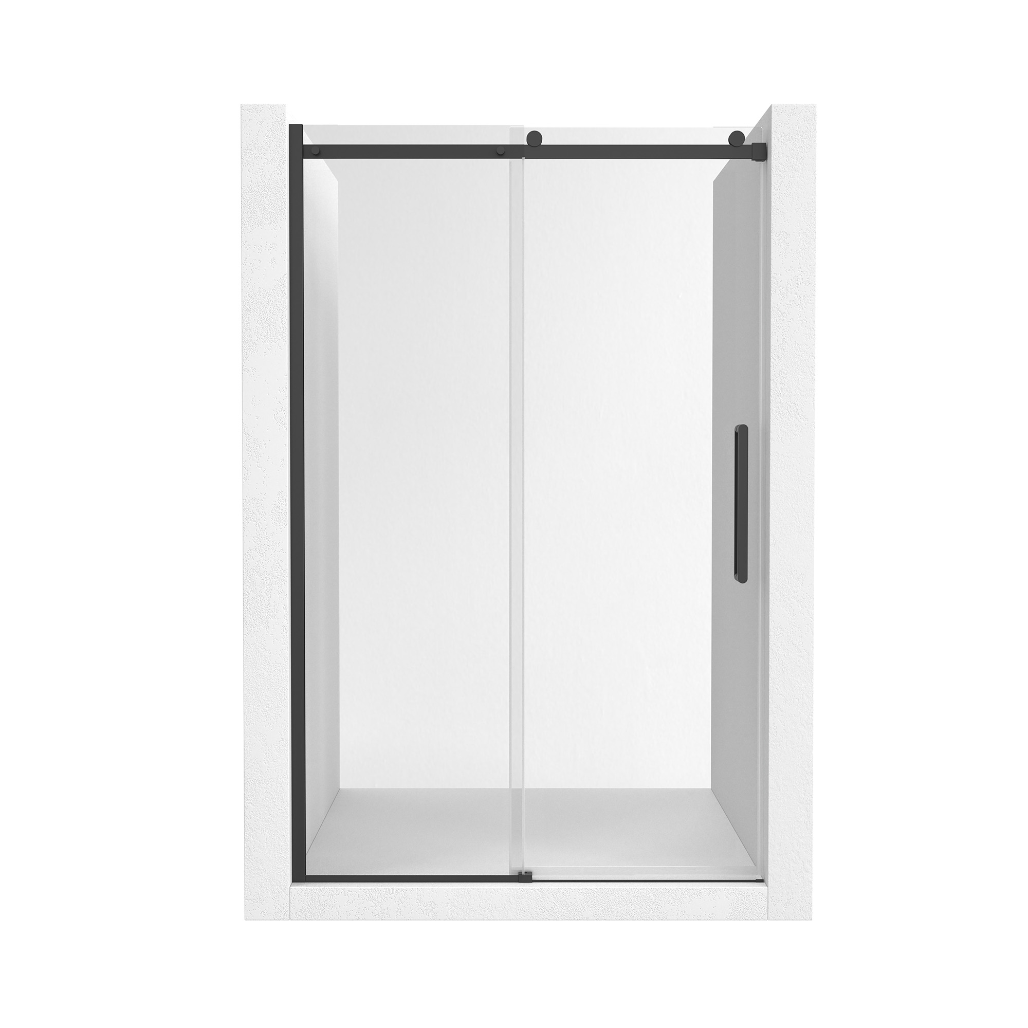 48"x76" Sleek Frameless Single Sliding Shower Door in Matte Black/Brushed Nickel/Chrome with Anti-jump Technology