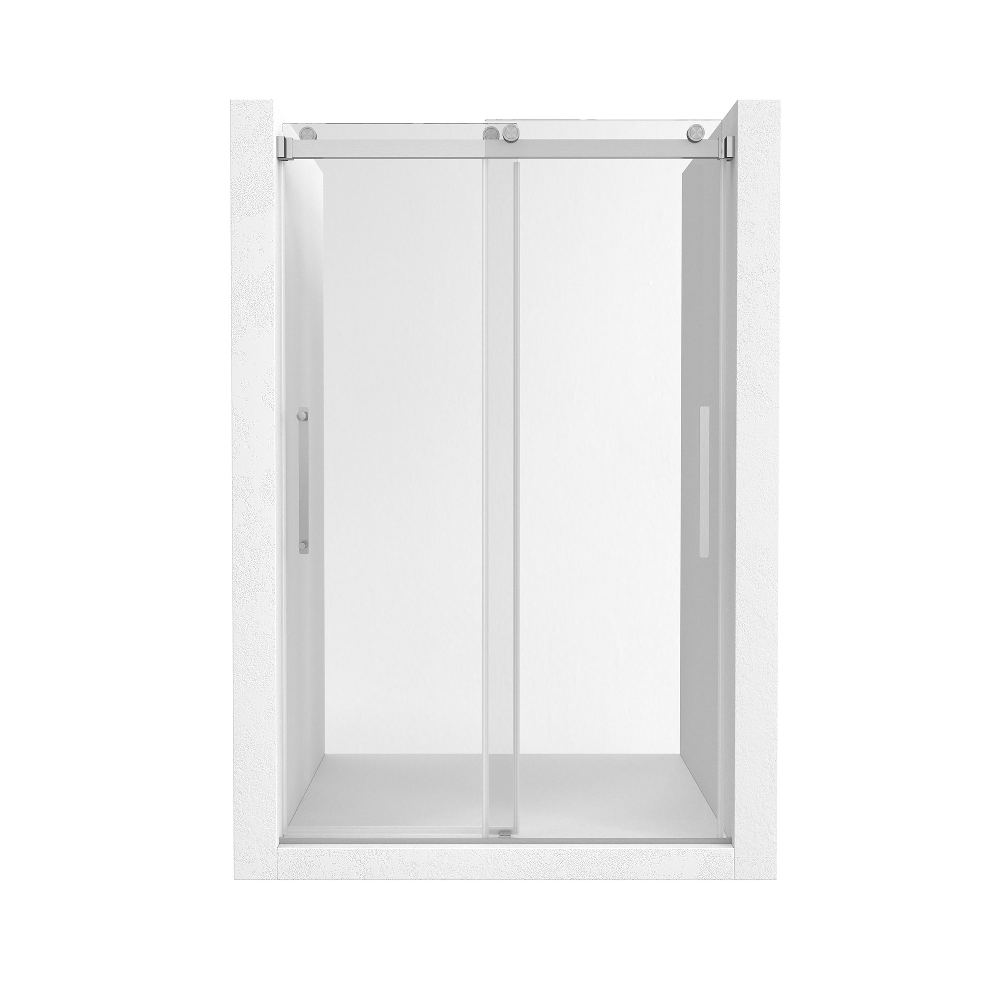 48"x76" Double Sliding Frameless Shower Door in Matte Black/Brushed Nickel/Chrome, Tempered Safety Glass and Reversible Installation