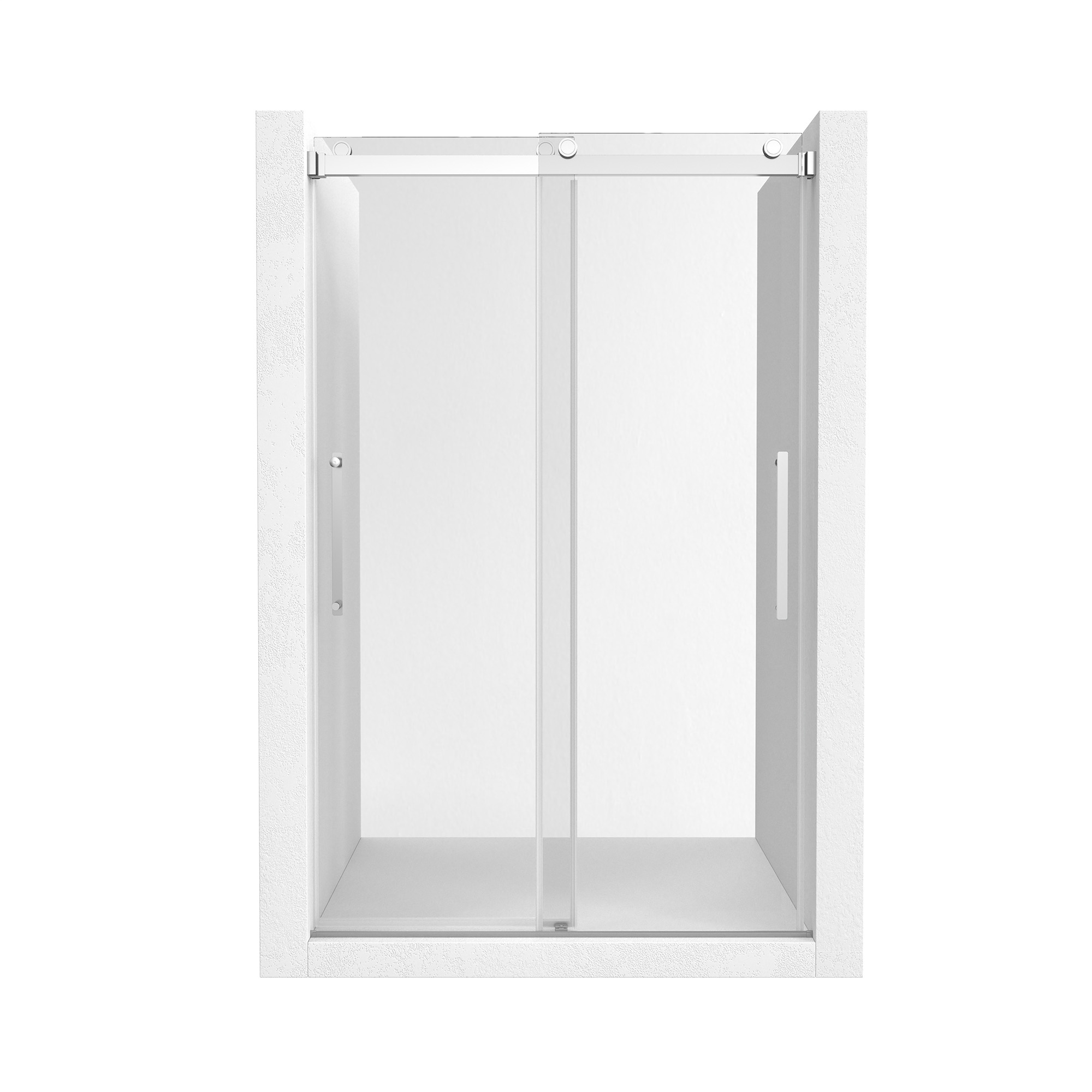 48"x76" Double Sliding Frameless Shower Door in Matte Black/Brushed Nickel/Chrome, Tempered Safety Glass and Reversible Installation