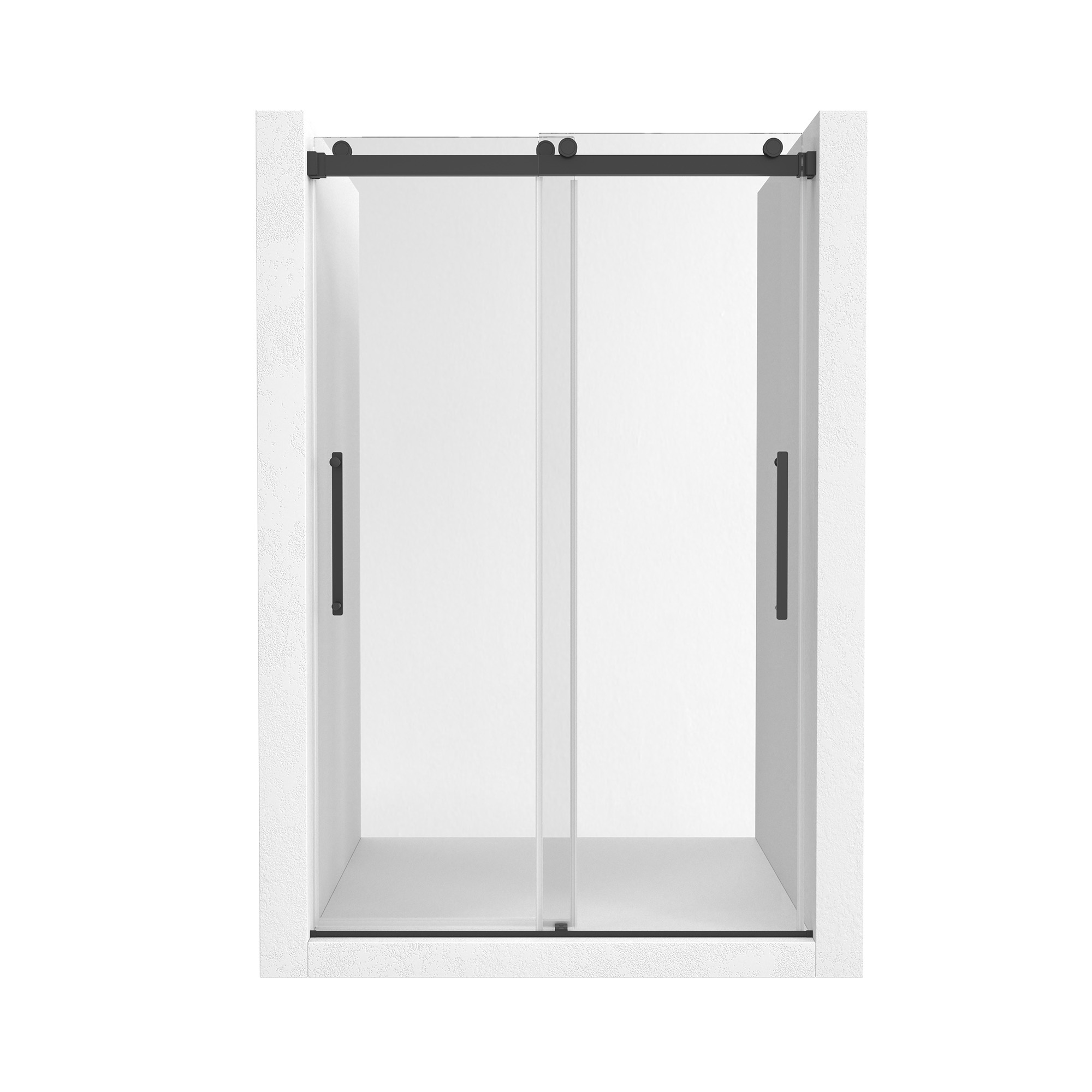 48"x76" Double Sliding Frameless Shower Door in Matte Black/Brushed Nickel/Chrome, Tempered Safety Glass and Reversible Installation