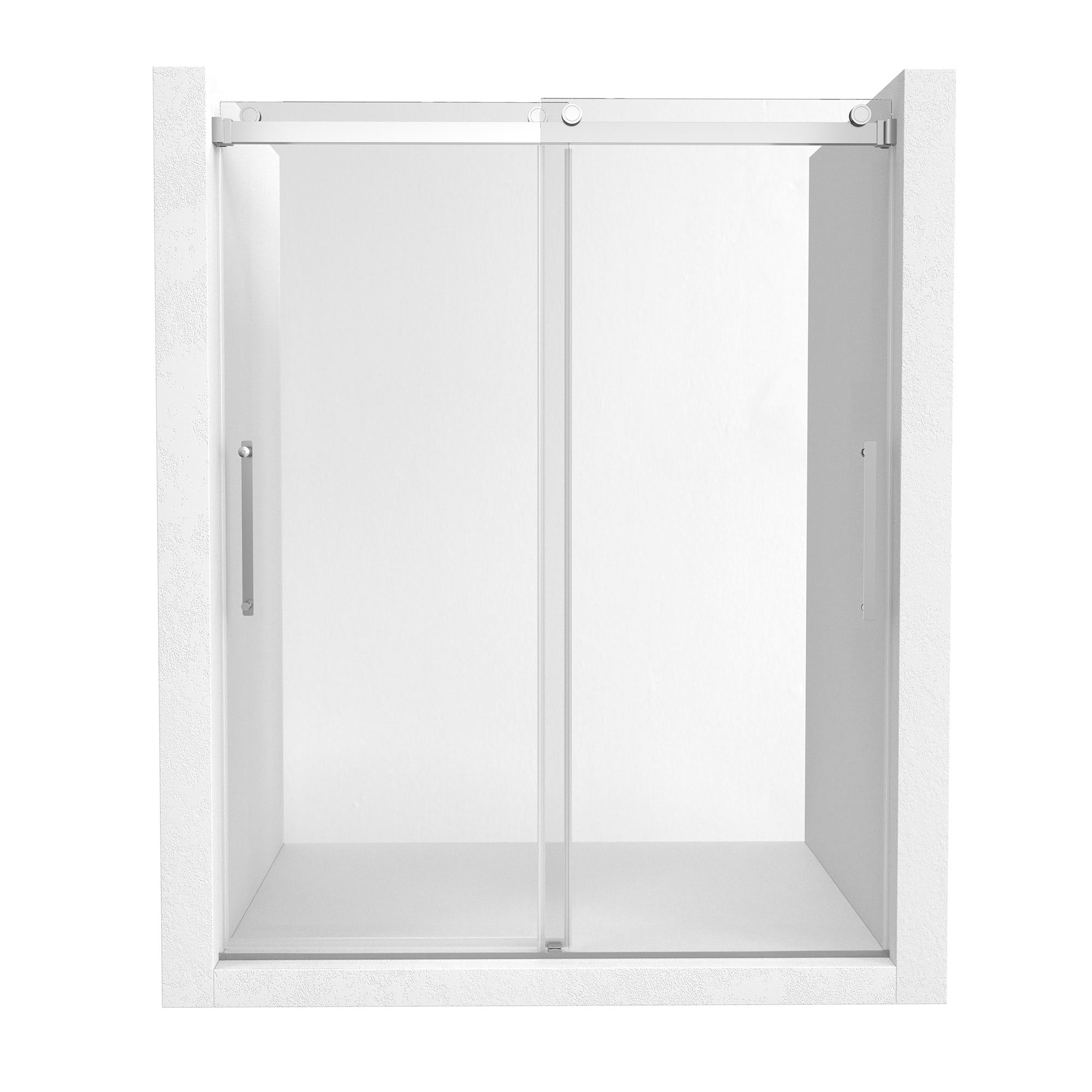 60"x76" Double Sliding Frameless Shower Door in Matte Black/Brushed Nickel/Chrome, Rounded Corners Tempered Glass with SGCC Certification, Reversible Design