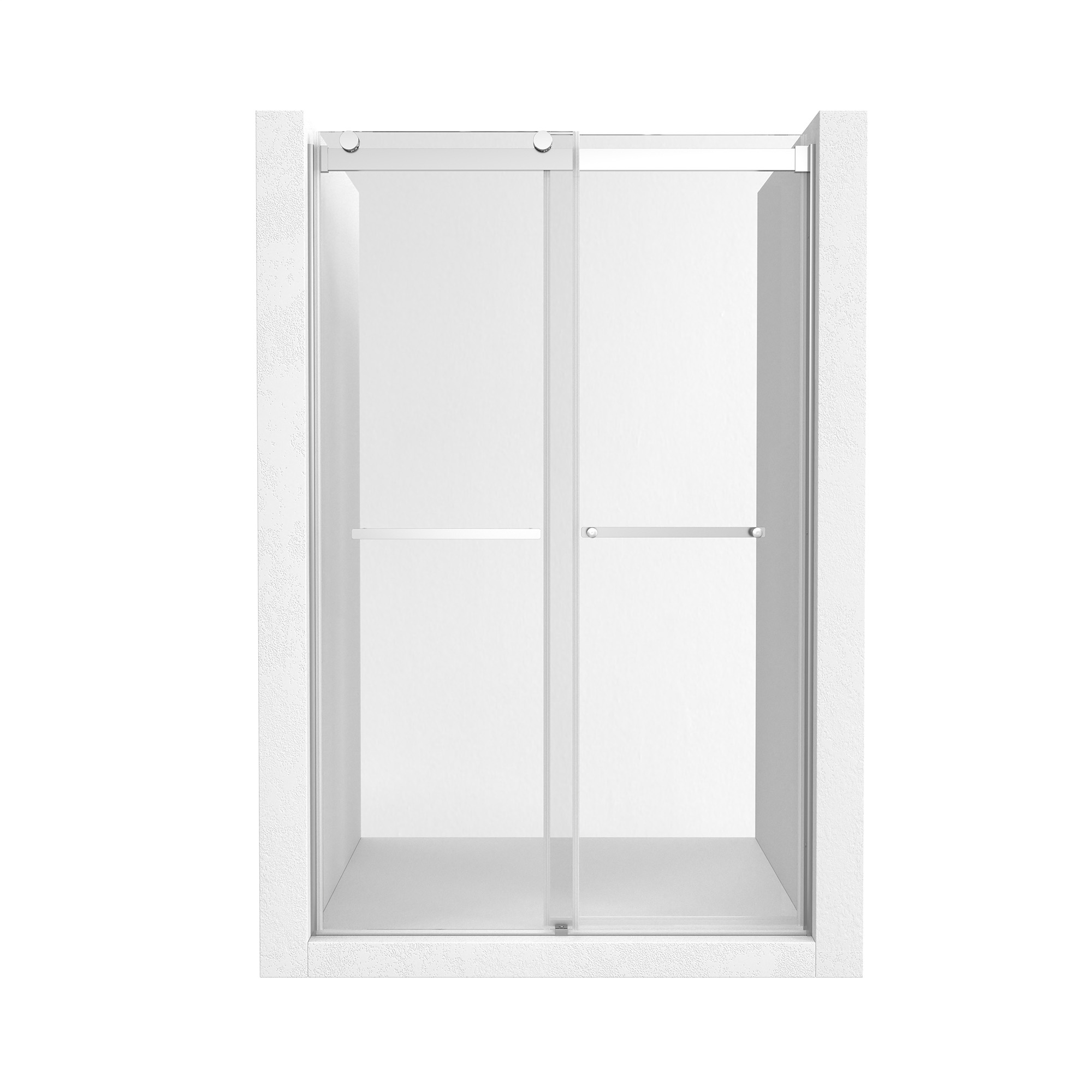 48"x76" Double Frameless Shower Door in Matte Black/Brushed Nickel/Chrome, Sliding Shower Enclosure with Rounded Corners Tempered Glass