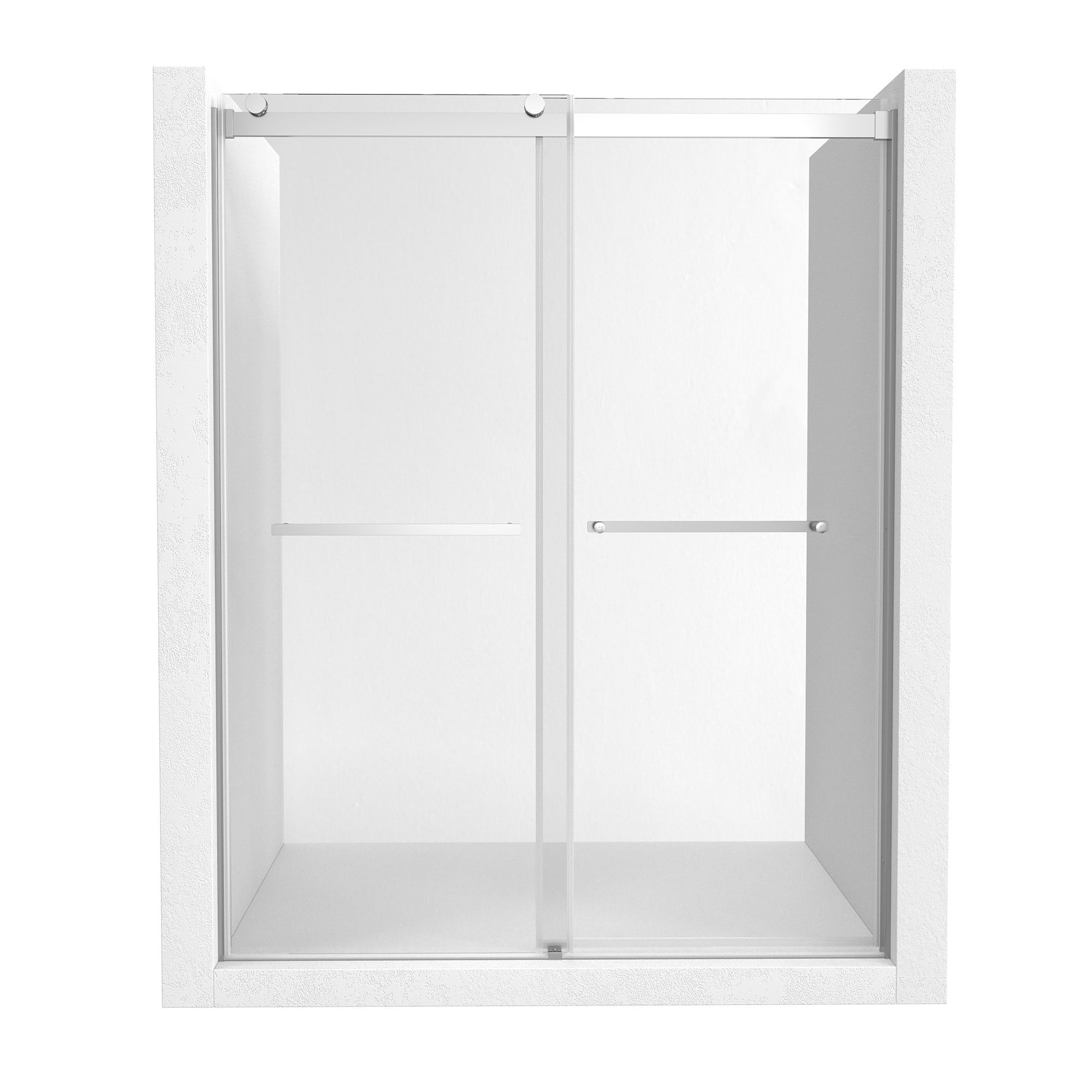 60"x76" Double Sliding Frameless Shower Door in Matte Black/Brushed Nickel/Chrome, 5/16" Thick Tempered Glass Shower Enclosure