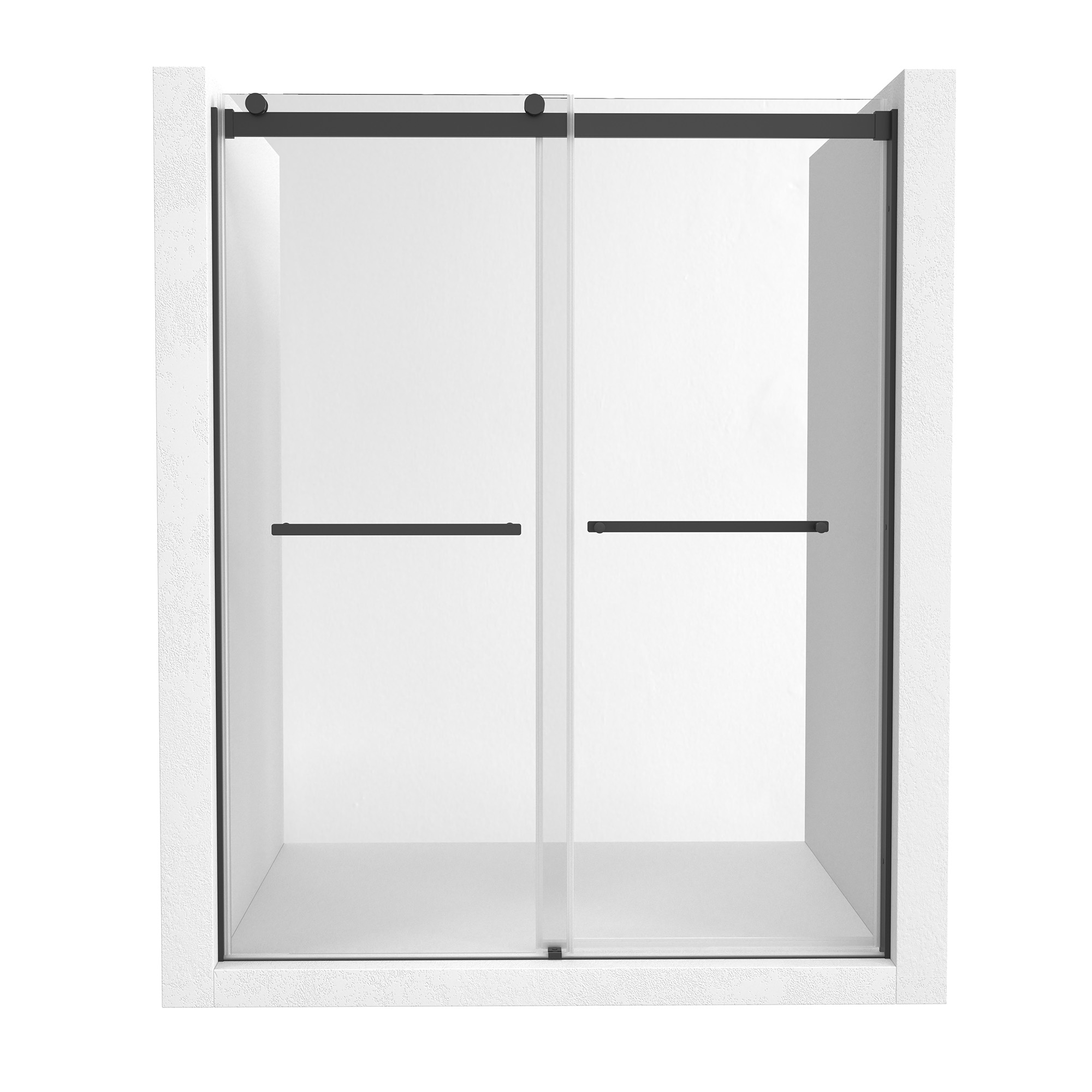 60"x76" Double Sliding Frameless Shower Door in Matte Black/Brushed Nickel/Chrome, 5/16" Thick Tempered Glass Shower Enclosure
