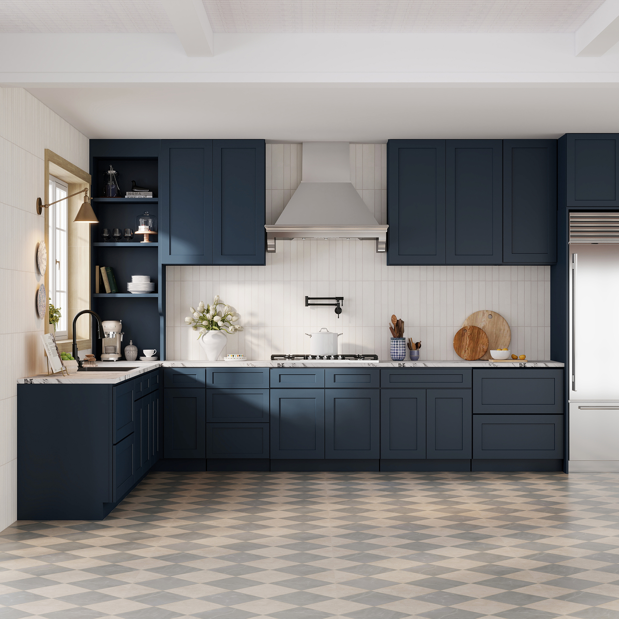 Cyber Grey RTA 24"W x 24"D x 34.5"H Base Cabinet with 1 Drawer and 2 Doors