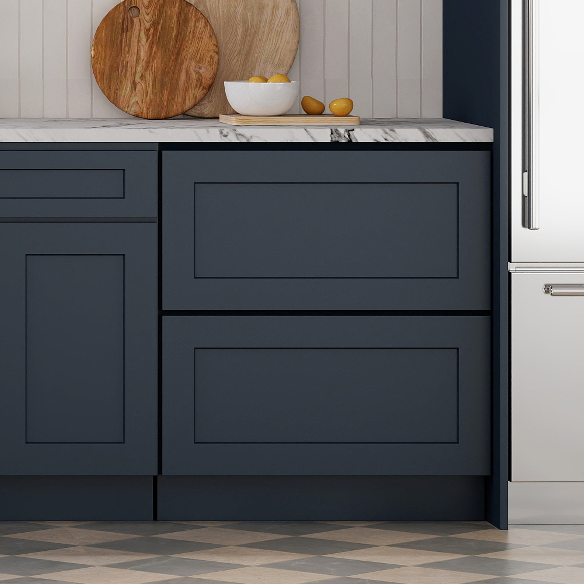 Cyber Grey RTA 30"W x 24"D x 34.5"H Base Cabinet with 2 Drawers