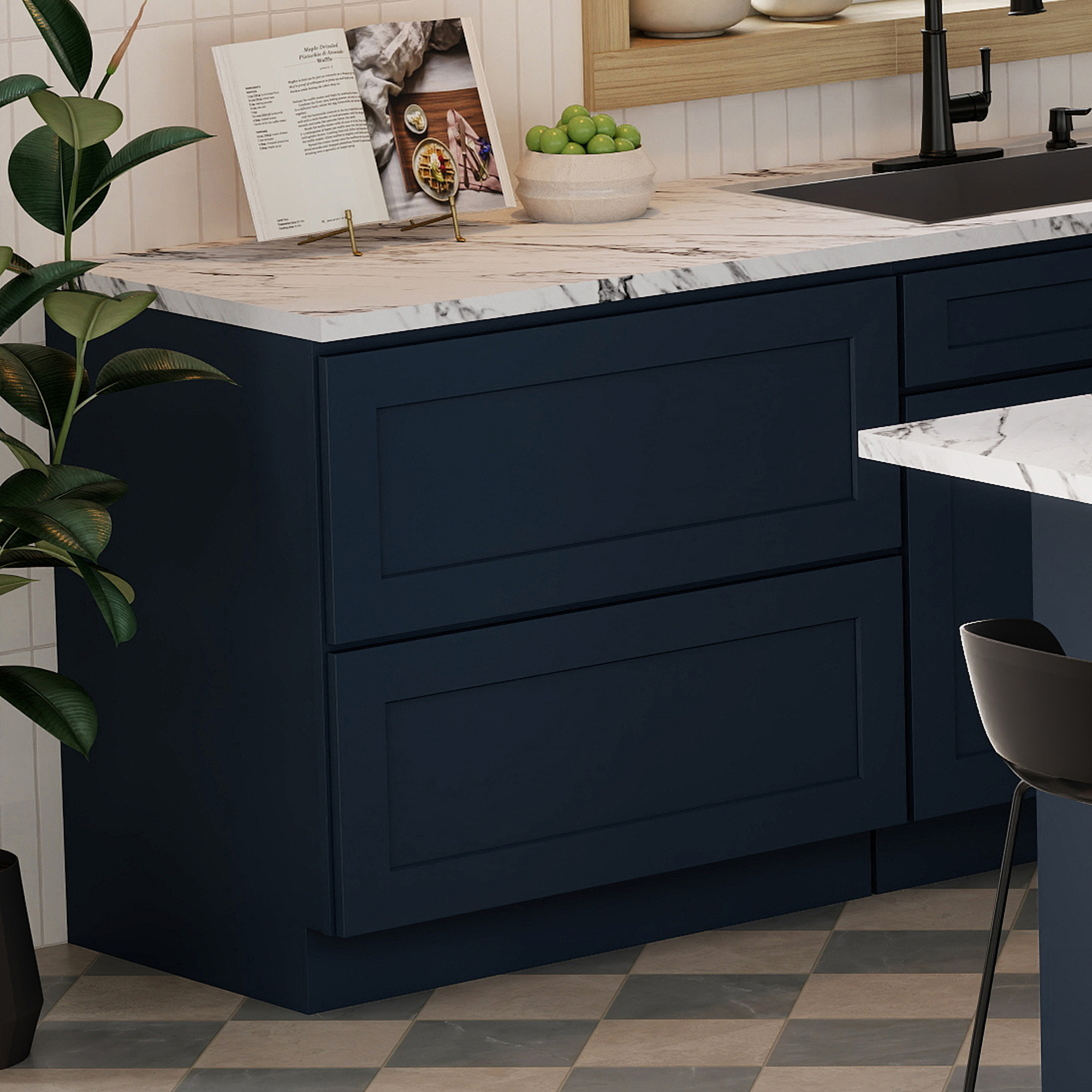 Cyber Grey RTA 36"W x 24"D x 34.5"H Base Cabinet with 2 Drawers