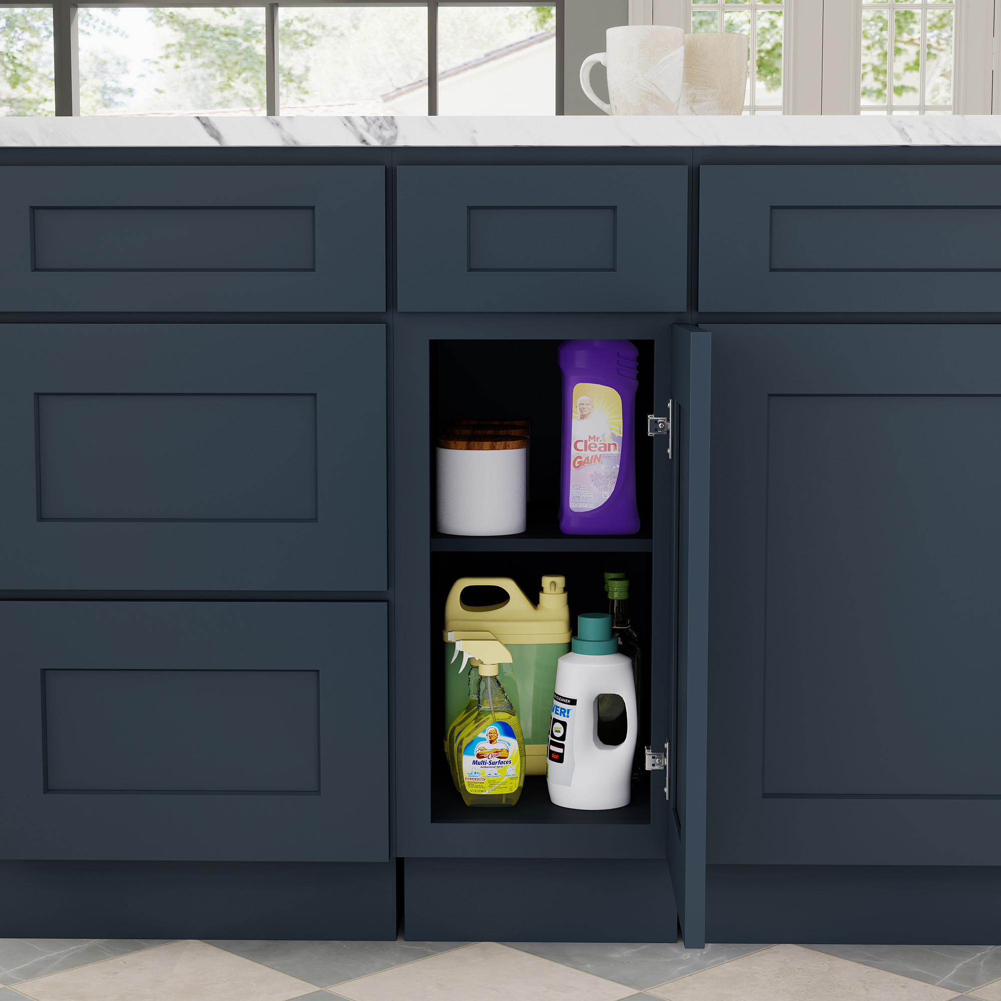 Cyber Grey RTA 12"W x 24"D x 34.5"H Base Cabinet with 1 Drawer and 1 Door