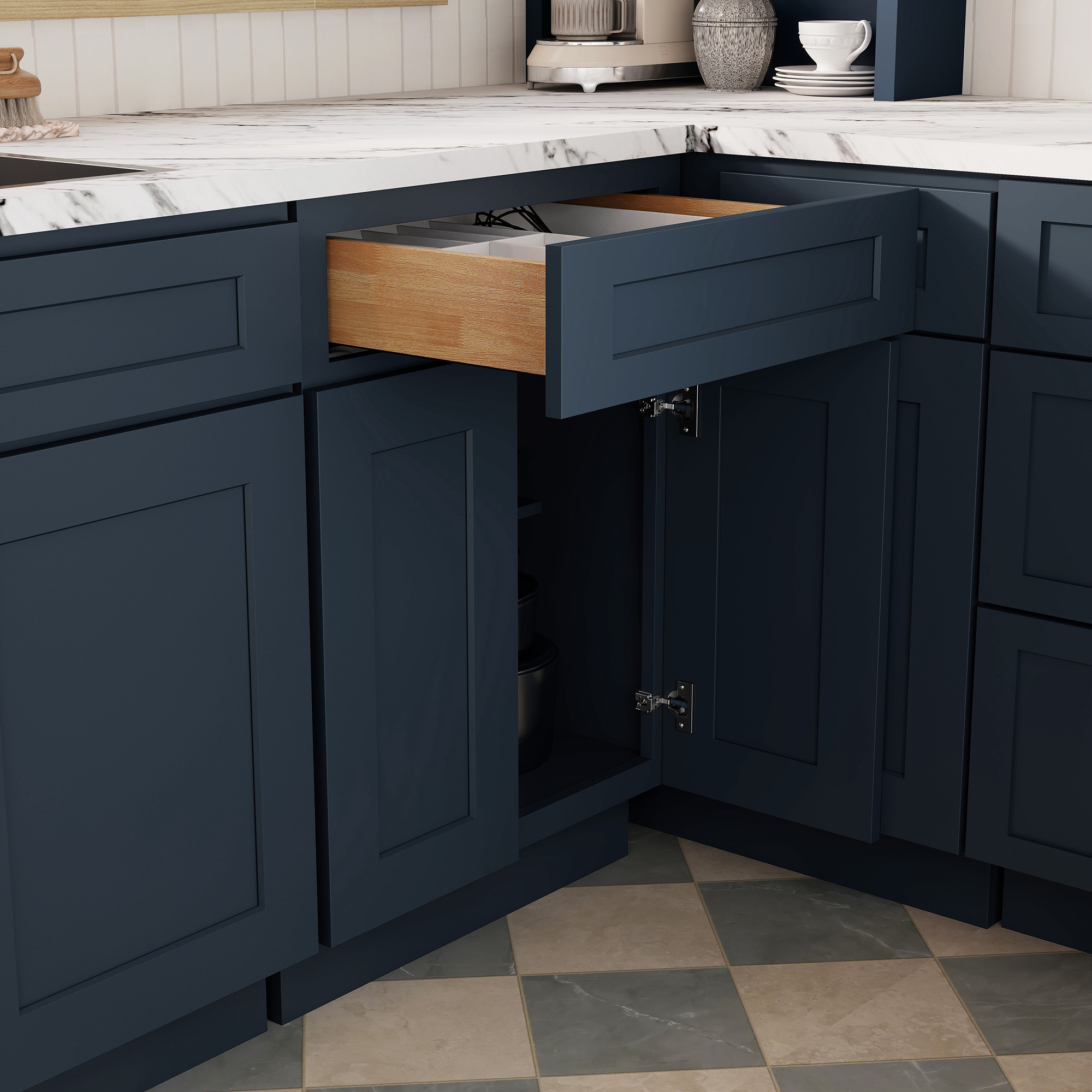 Cyber Grey RTA 24"W x 24"D x 34.5"H Base Cabinet with 1 Drawer and 2 Doors