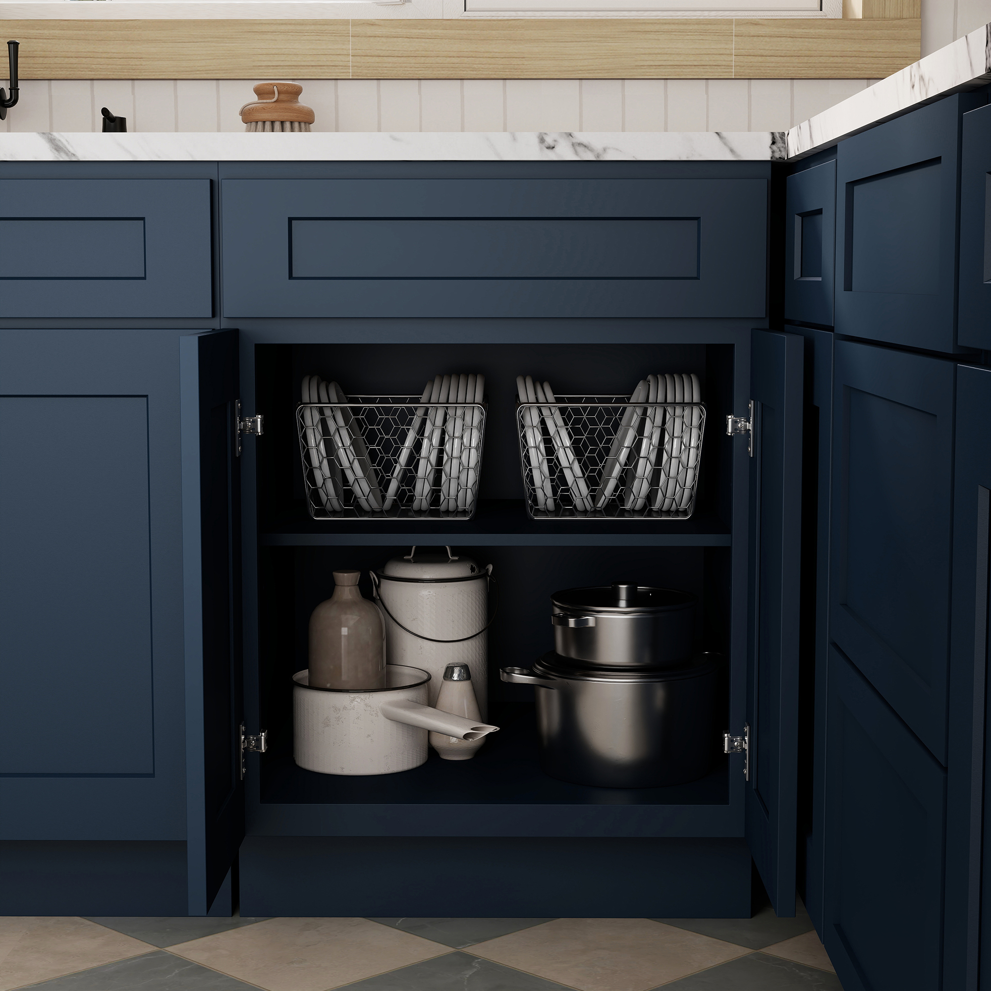 Cyber Grey RTA 24"W x 24"D x 34.5"H Base Cabinet with 1 Drawer and 2 Doors