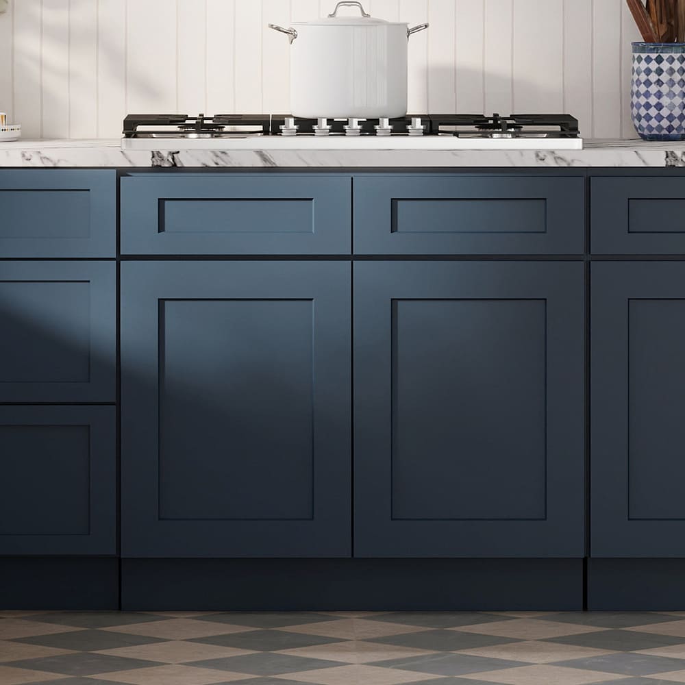 Cyber Grey RTA 36"W x 24"D x 34.5"H Base Cabinet with 2 Drawers and 2 Doors