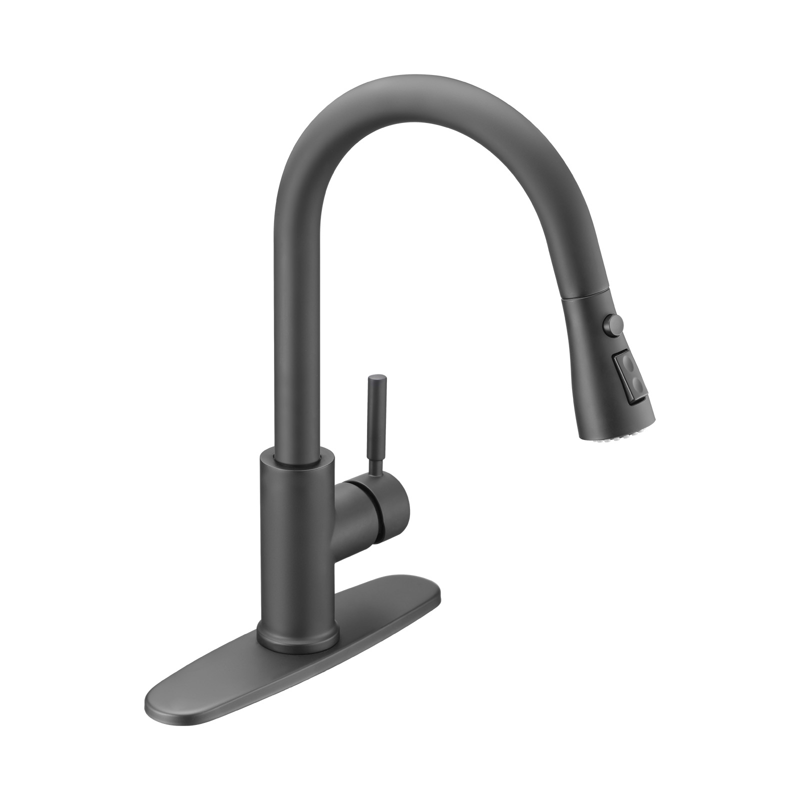 Pull Down Kitchen Faucet Modern Design with Deck Plate Easy Installation for Single or Three Hole